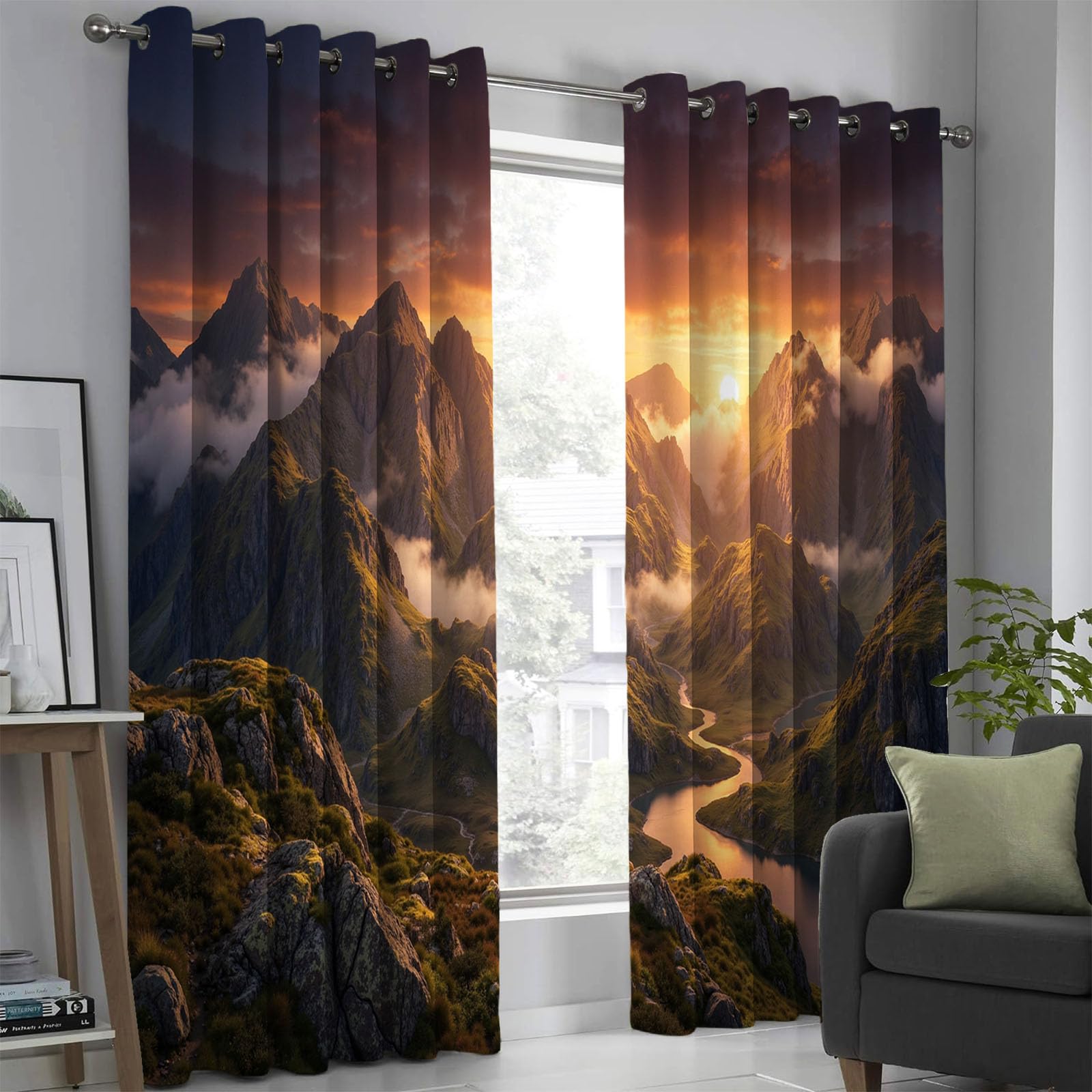 Rideaux occultants thermiques isolants anti froid canyon pour fenêtre
