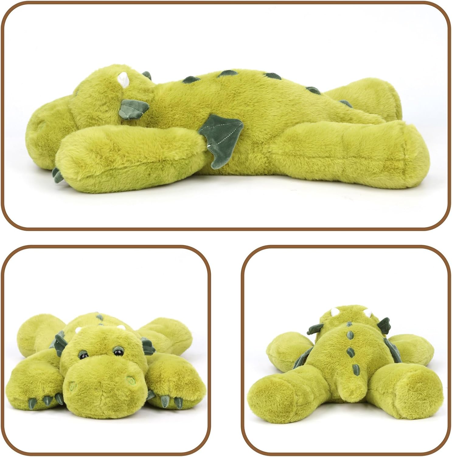 Weighted Dragon Stuffed Animal Soft Weighted Plushes Cute Green Dragon Plush Toy Birthday Gift for Boys Girls Kids Adults (20" 3.3 lbs)