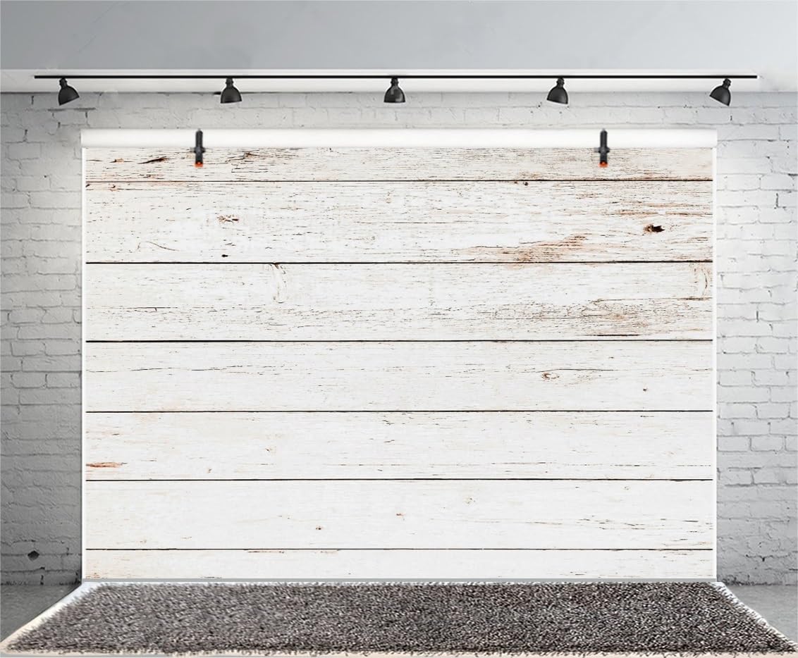 3x2,5m Fondos de Madera Fondo Fotografico Tablero de Madera Rústico Blanco Gris Fondo de Pared de Madera Decoración de Fiesta de Cumpleaños Niños Adultos Retrato Foto Atrezzo