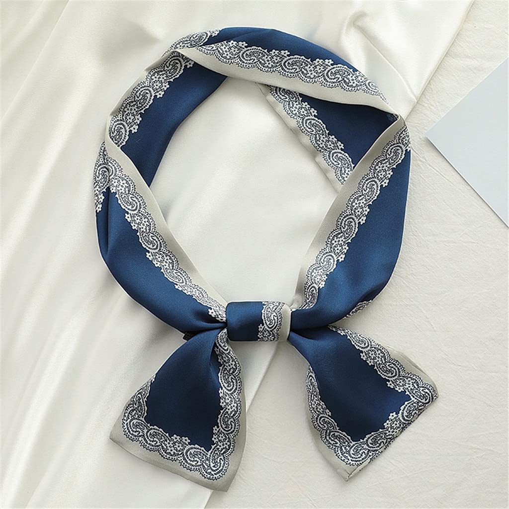 Bufanda de Mujer Bufanda Cuadrada Estampado de Corbata de Pelo Pañuelo de Seda Satinada Pañuelo de Cabeza para Mujer Bufanda de Seda de Tira Larga pequeña (B 9 * 100CM)