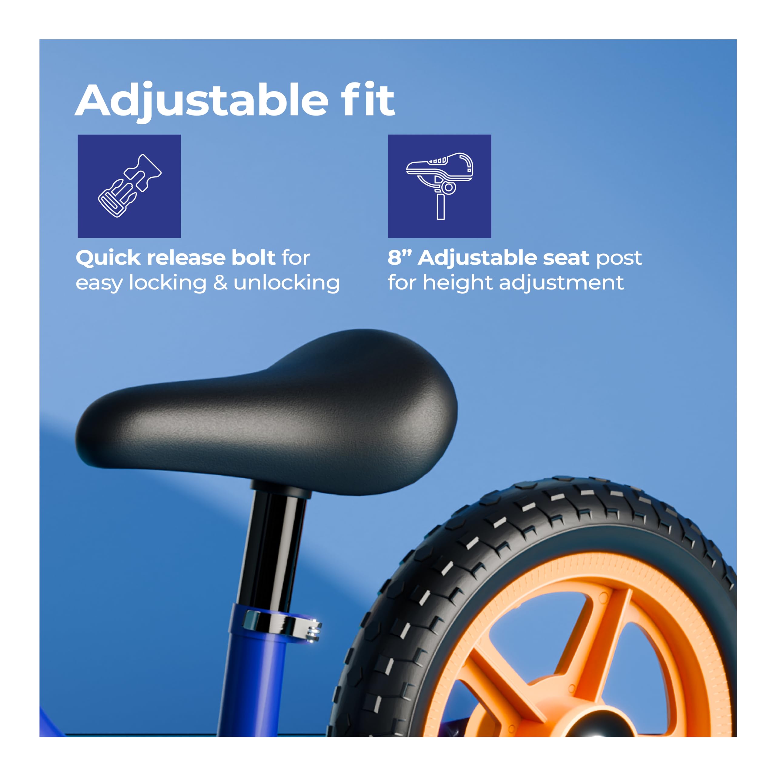Lifelong Balance Bike for Kids 1.5-3 Years | Ergonomic Frame | Pedal Free Balance Bike |Crash Guard | Quick-Release Height Adjustment | Toxic Free Mag Wheels & Grip| Suitable for Girls & Boys (Blue) - Image 7 thumbnail