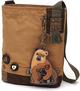 Chala Patch Cross-Body Women Handbag Canvas Messenger Bag - Two Bears - Brown
