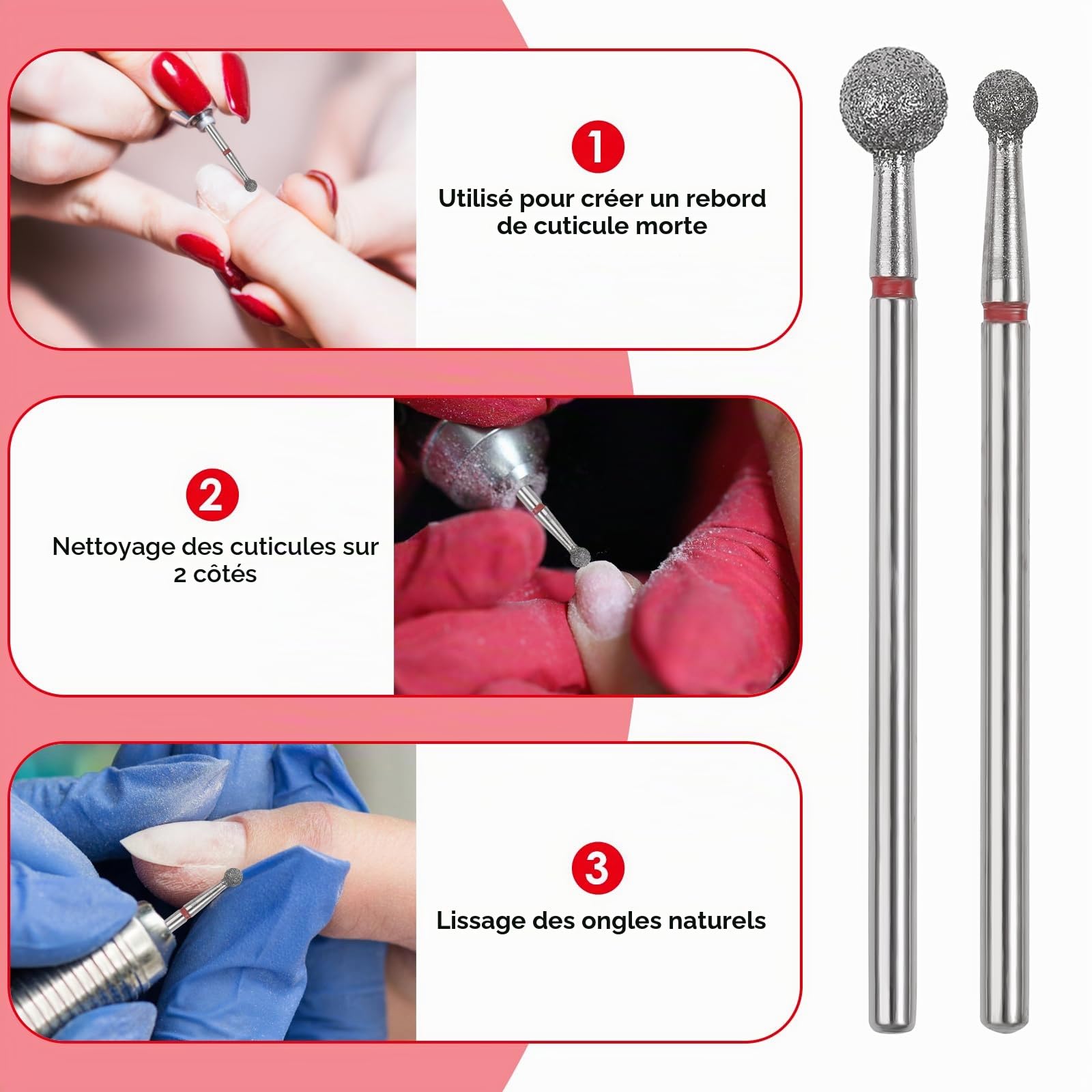 Sibba Lot de 6 Forets À Cuticules en Acier Inoxydable Avec Étui pour Manucure Pédicure Lime À Polir Têtes de Meulage Outils Professionnels en Métal Carbure pour Ongles en Gel Acrylique