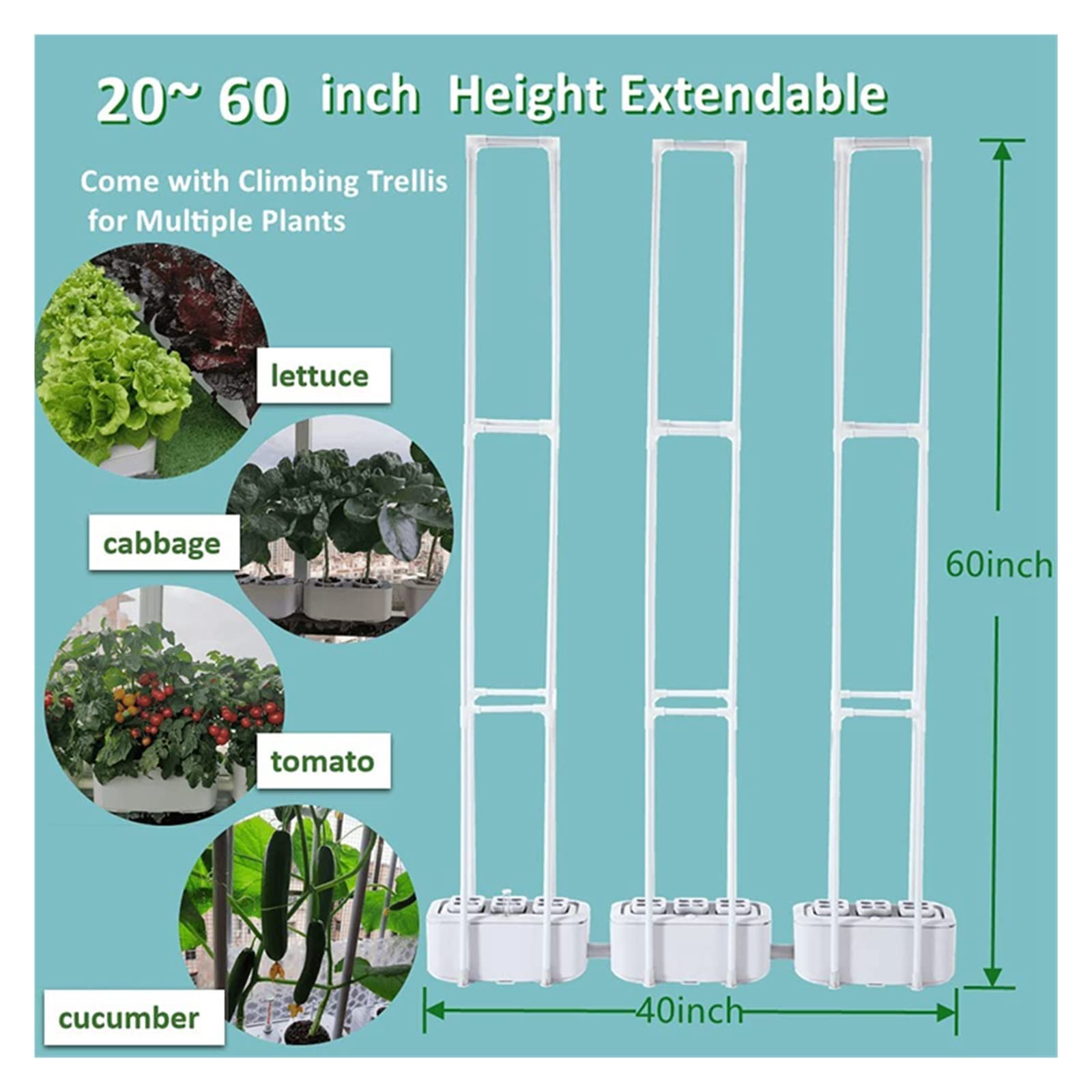 Tower Garden, Inteligentny system uprawy hydroponicznej z kontrolerem Automatyczne przypomnienie Sadzarka samonawadniająca 60" Wspinaczkowa Krata Dla Pomidorów Ogórków(2)