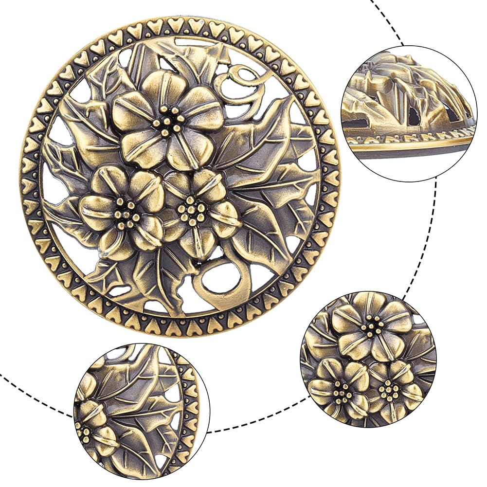 GORGECRAFT 2PCS Candle Cover Topper Scented Candles Cover Flowers Leaves Pattern lid Vintage Gold Red Alloy Toppers Jar Sleeves Accessories to Burn Evenly for Jar Melt Space - Image 3