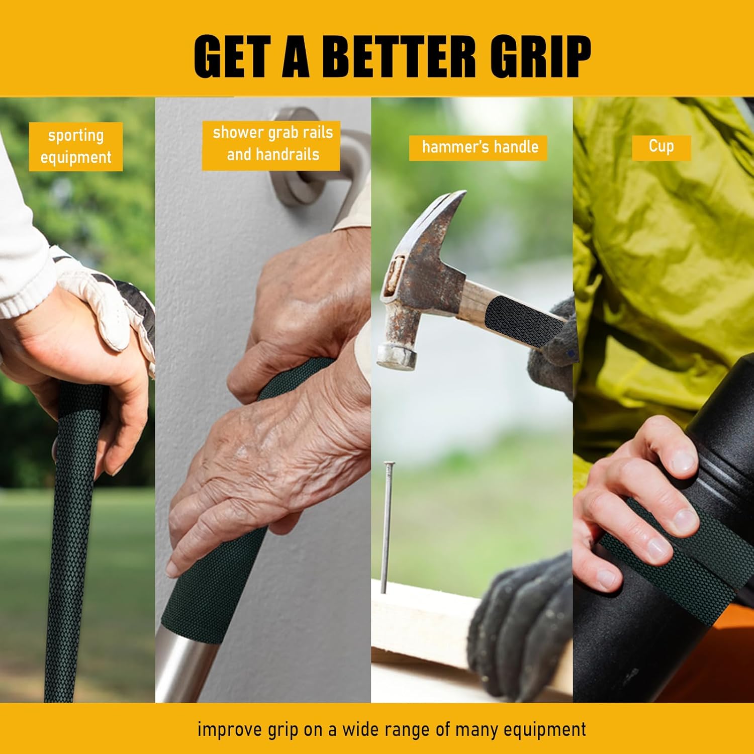 Rubber Grip Tape, 1 In x 20 Ft Non-Abrasive Grip tape for handles, Strong Adhesive Waterproof Heat Resistant Cushion grip, Comfortable in hands, perfect for handles, handlebars, or any slippery stuff - Image 5