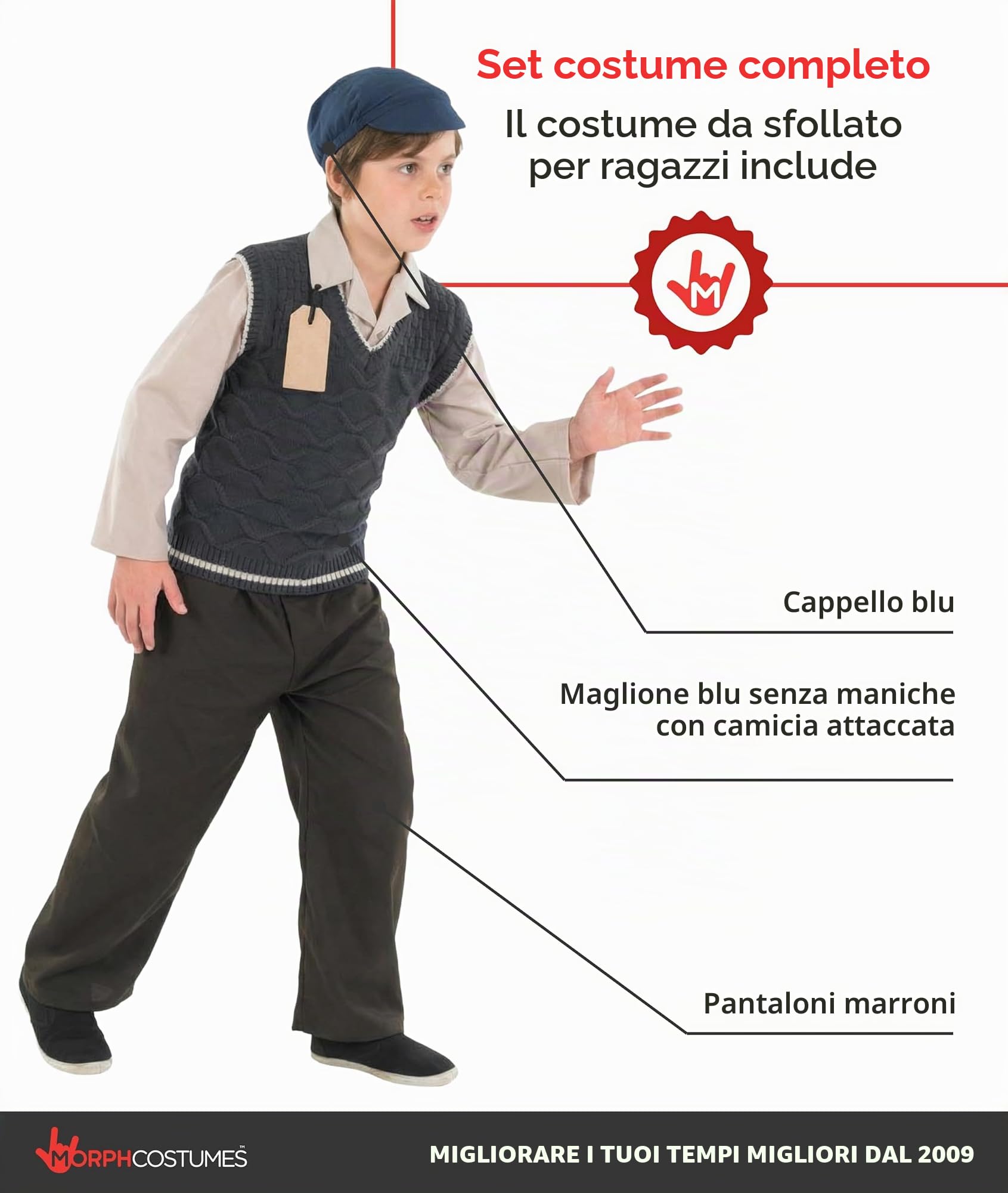 Fun Shack Costume Contadino Bambino, Costume Rustico Halloween Bambino | Pantaloni, Maglione, Camicia & Berretto, Stile Rustico d'Altri Tempi, Perfetto per Halloween, Ideale per il Gioco di Ruolo