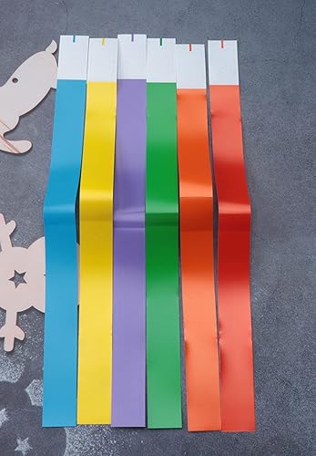 Miniatura 3 de Ruwado 60 pulseras de papel, multicolor, neón, impermeables, ligeras, adhesivas, de identificación, pulseras para conciertos, juegos, eventos,