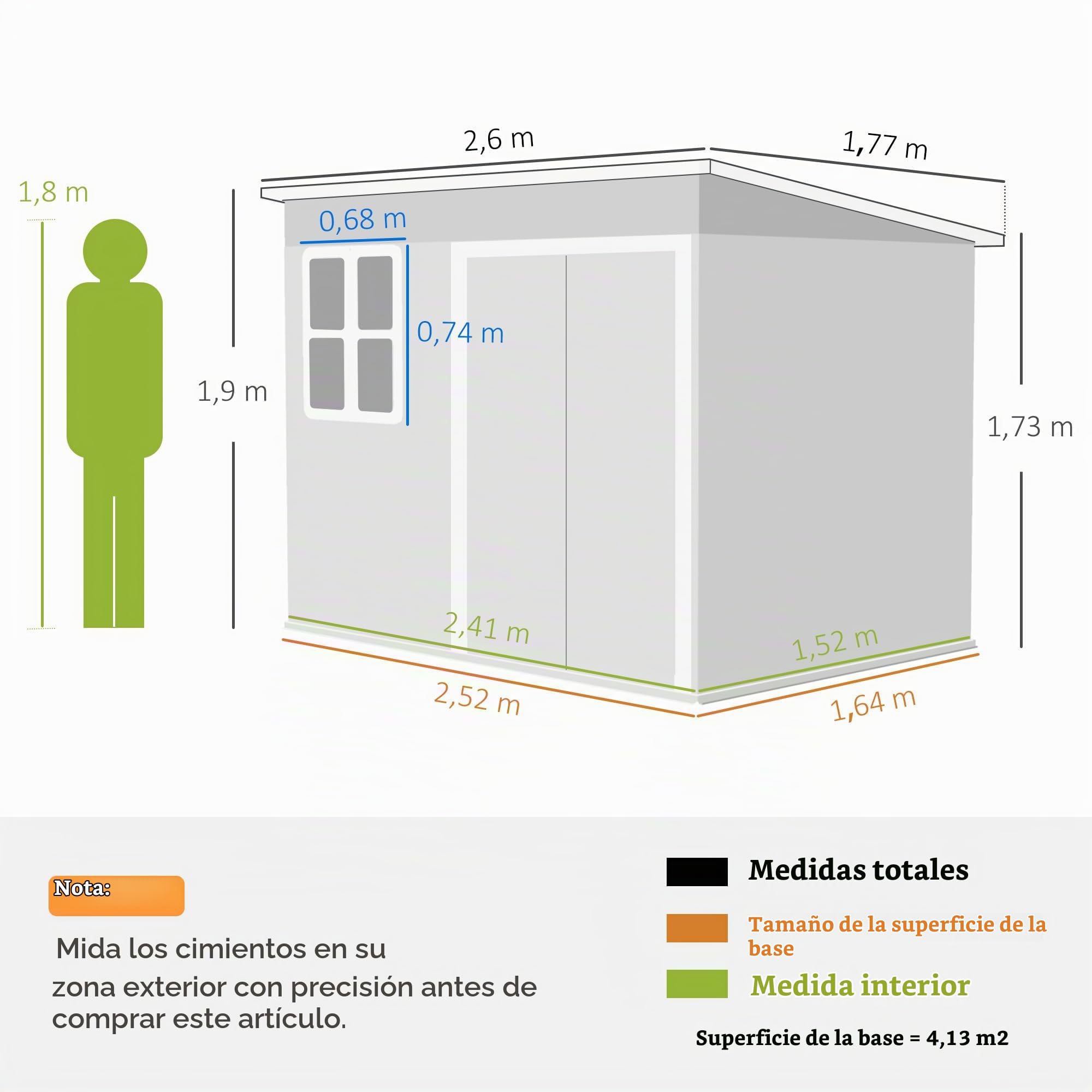 Outsunny Cobertizo jardín 8.5' x 6' Ventana respiraderos Gris Oscuro