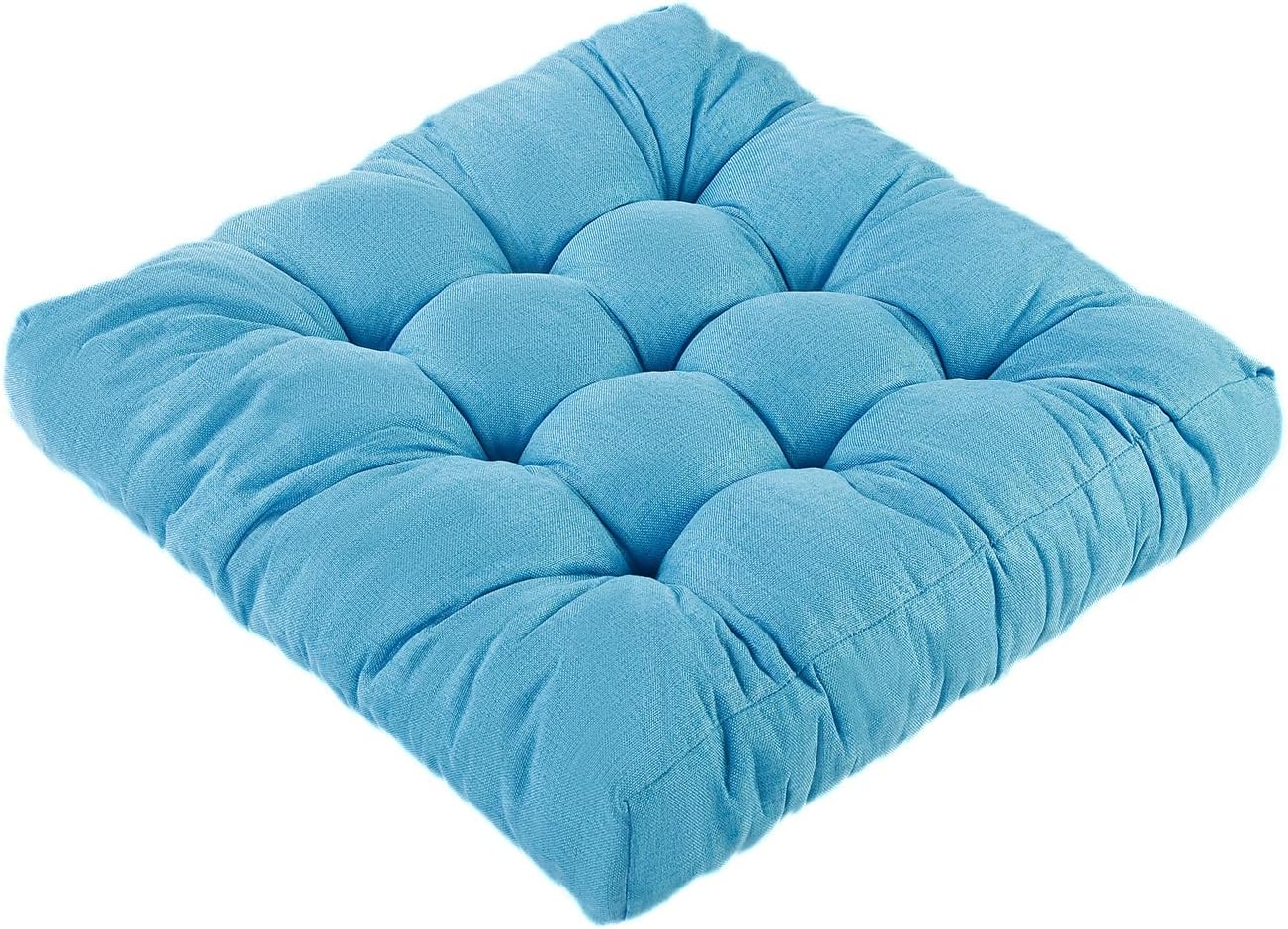 Meditation Floor Cushions, Thickened Floor Pillow for Adults, Large Square Pillows Seat Cushion for Tatami Living Room Yoga, Memory Sponge Block Added, 22x22 Inch, Light Blue