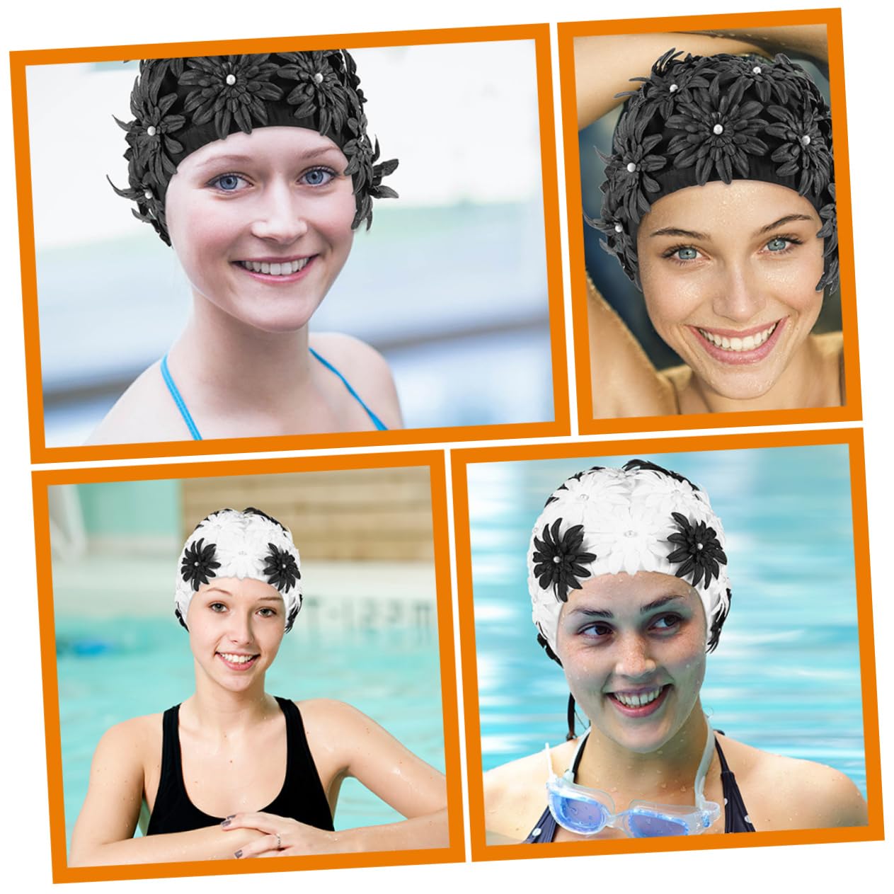 Gorro de Baño Flores Celebracion Verano 2piezas Brocado para Mujer Adulta | Ajuste Cómodo y Portátil, Protección para Natación, Reduce Fricción y Resistencia, Estilo Creativo