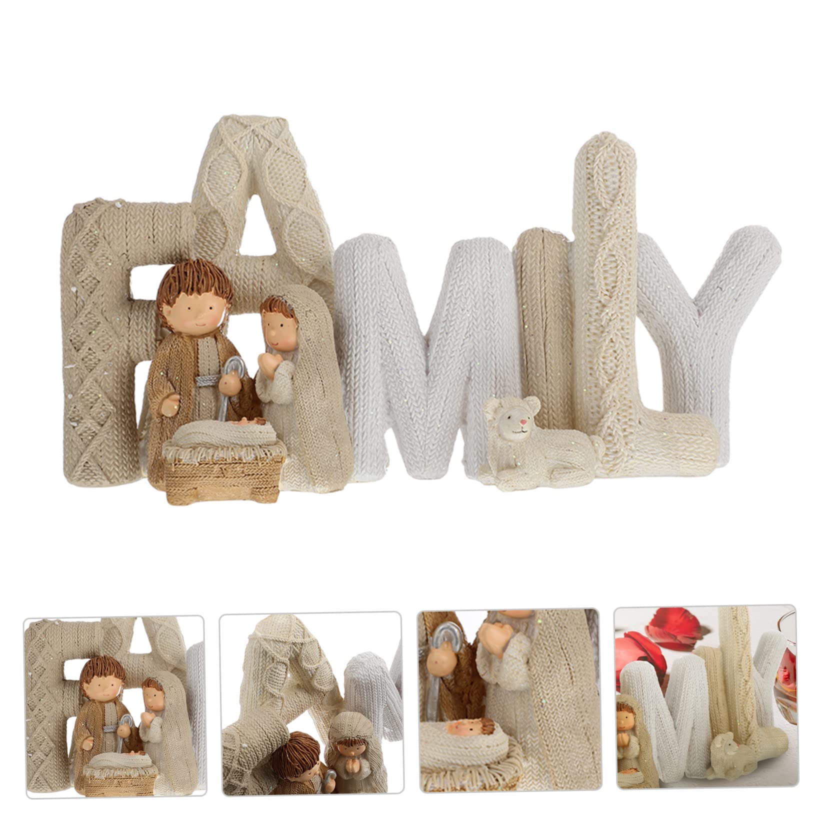 Adorno de Letras Familia de Resina en Color Claro, Estilo Europeo
