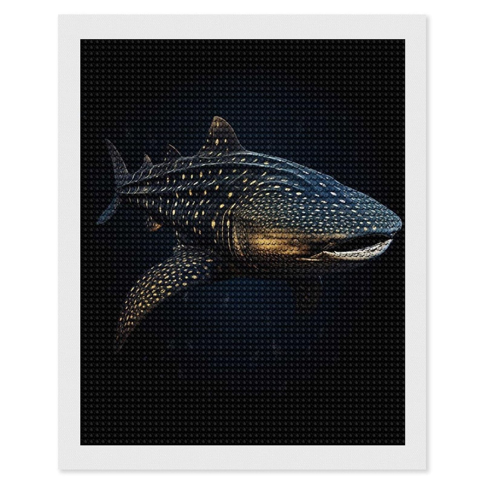 Junmoney Whale Shark DIY Diamond Art Canvas Kit 16"x20", Complete Accessories, Creative Leisure Activity, Home Wall Decor, Gift Idea