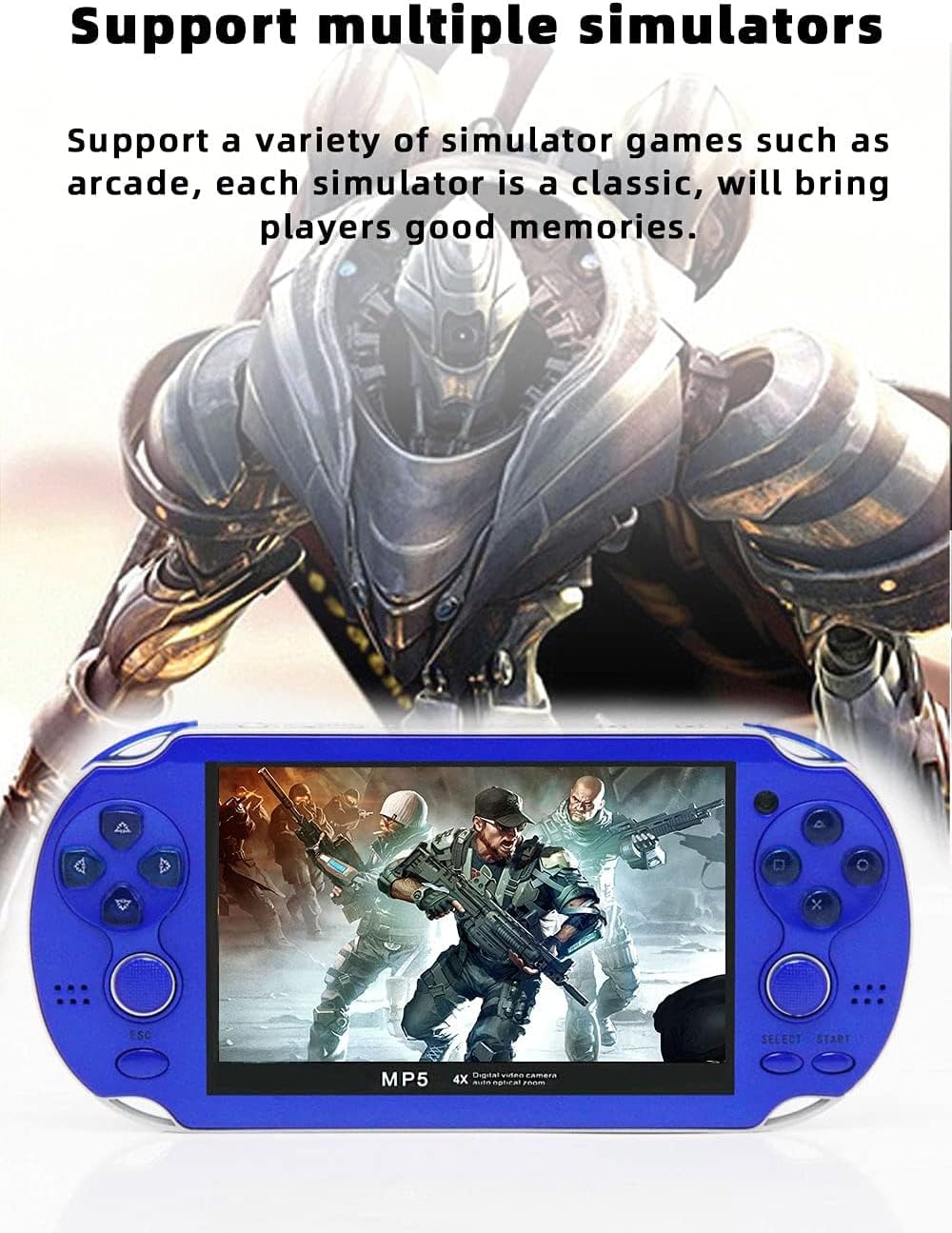 CZT Handheld Game Console 4.3 inch Double Joystick 8GB Build in 2200 Retro Game Video Game Console Arcade Multiple Emulator Mini Portable Player MP3/4 TV Out Gifts for Children/Men(Blue)