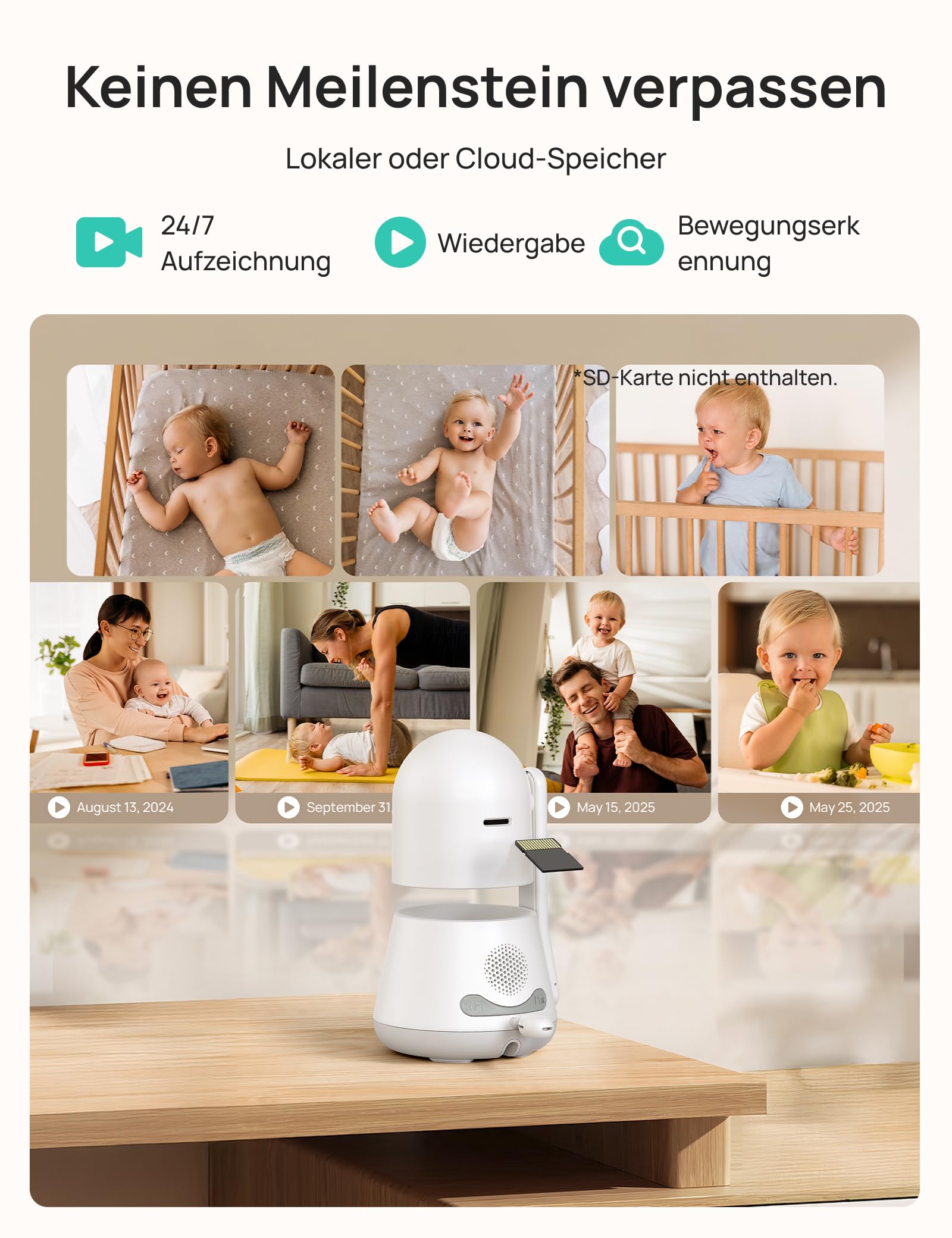 Dr.Care LumiView Plus Smart WLAN Babyphone – 5,5" 1080P FHD & 2K Kamera, Privatsphärenmodus, Multi-User, 5000mAh Akku, RGB Nachtlicht, Bewegungs- & Weinenalarm, App-Steuerung (2 Kameras + 1 Monitor)