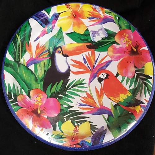 Miniatura 3 de Unique Palm Tropical - Platos redondos de papel para cena, 9 pulgadas (paquete de 8), elegante vajilla tropical, perfecta para fiestas de Luau,