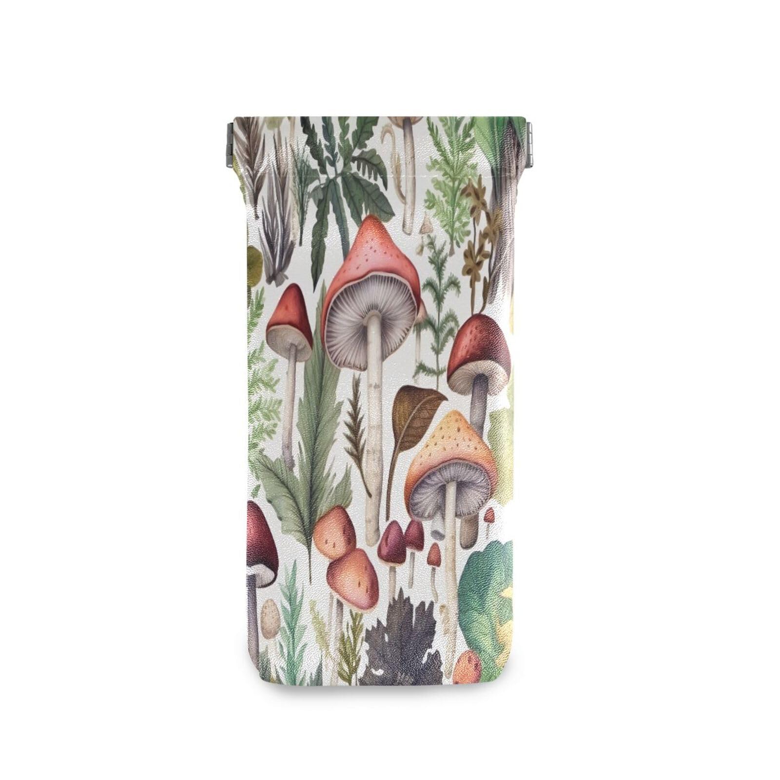 FLildon Forest Mushroom Eyeglasses Pouch Squeeze Top Sunglasses Case Soft PU Leather Eyeglass Bag for Men Women