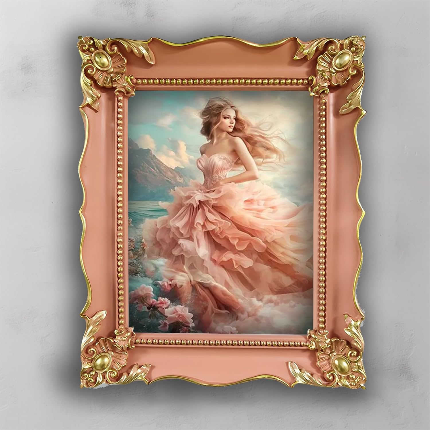 Gothic Picture Frame 8x10 Pink - Vintage Ornate Photo Frame, Antique Baroque Victorian Style Wall or Tabletop Display, Elegant Home Decor for Photos, Art, and Portraits