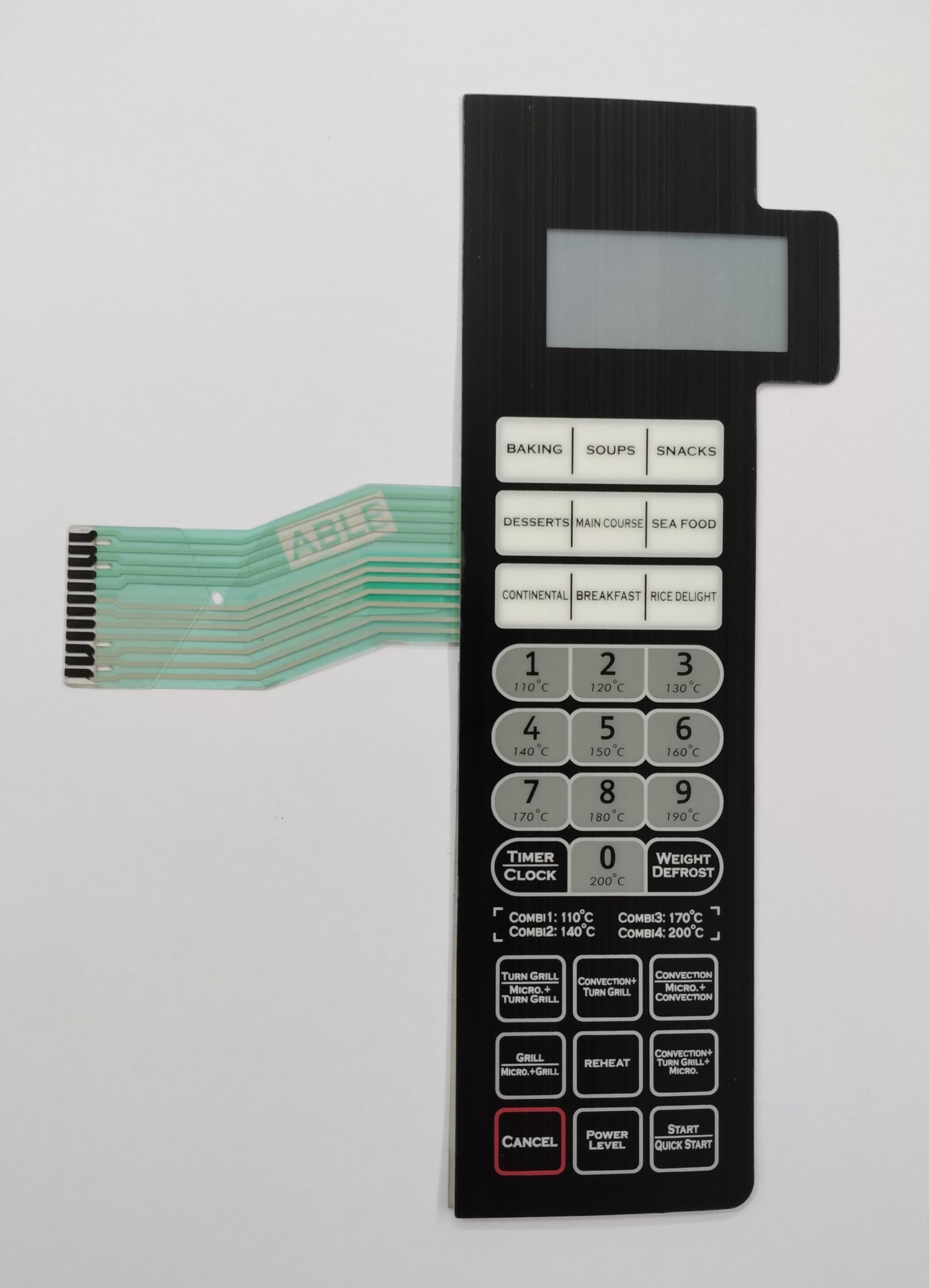 Able CRAM0192 Microwave Oven Membrane Touch Keypad (Black)