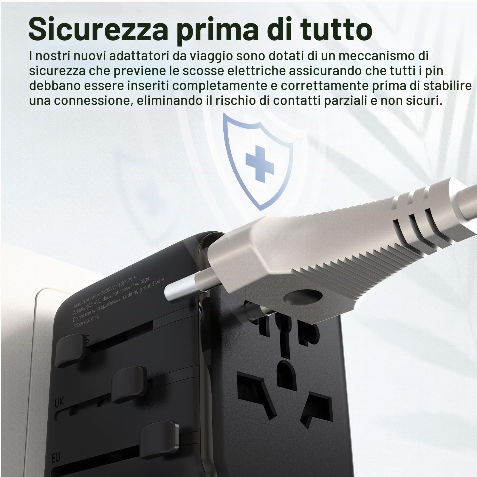 MINIX Adattatore da viaggio universale 100 W con cavo USB C retrattile, PD 3.0 GaN III, porte USB-C * 3 USBA * 1, presa AC, caricatore da viaggio globale per computer portatili tablet telefoni