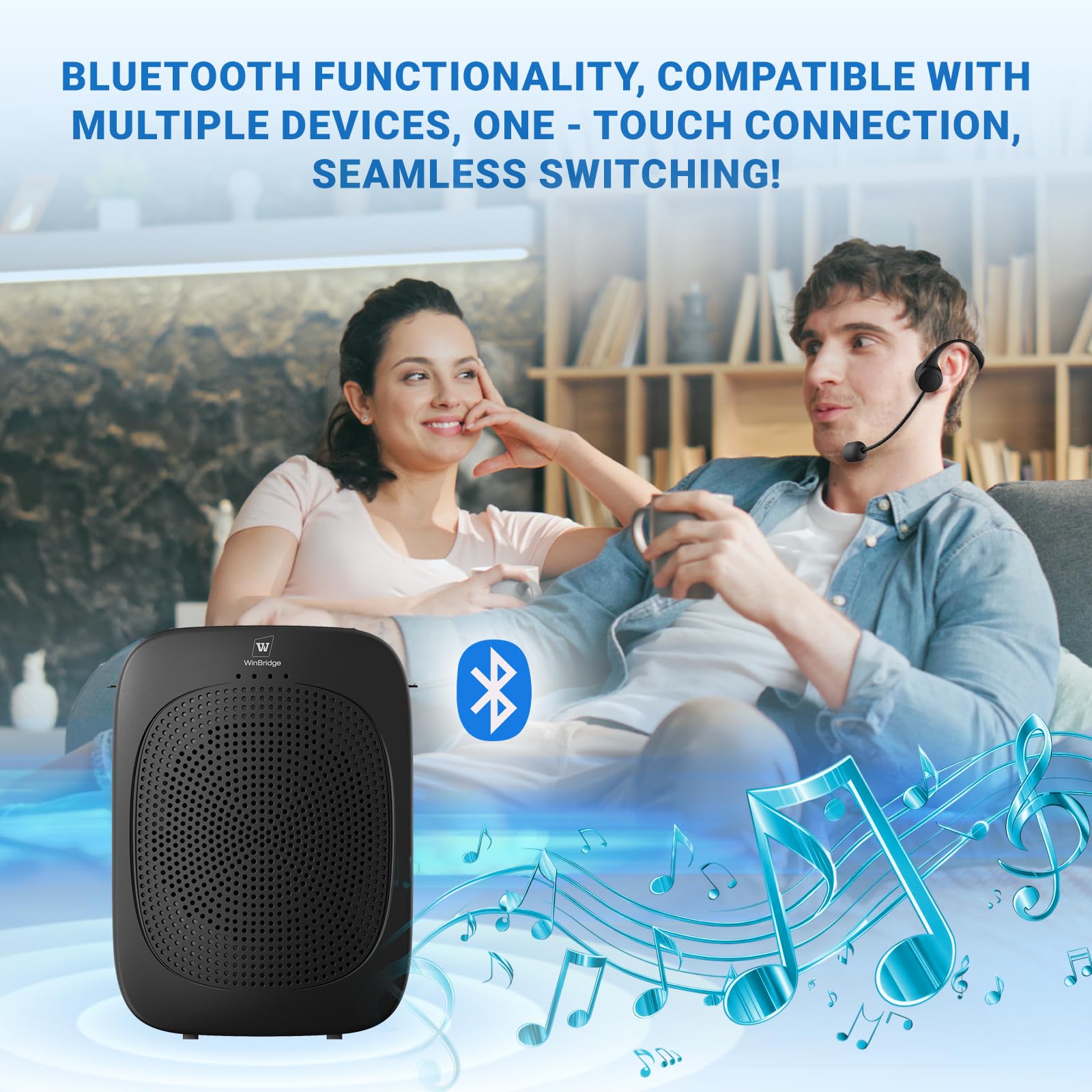 Amplificador de voz Bluetooth con micrófono inalámbrico con gancho para la oreja, micrófono inalámbrico con combo de altavoz, mini megáfono con auriculares amplificadores inalámbricos, sistema PA