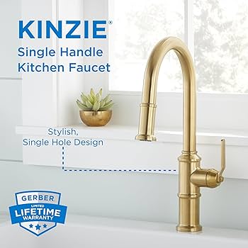 Gerber Kinzie Single Handle Gold Kitchen Faucet with Pull-Down