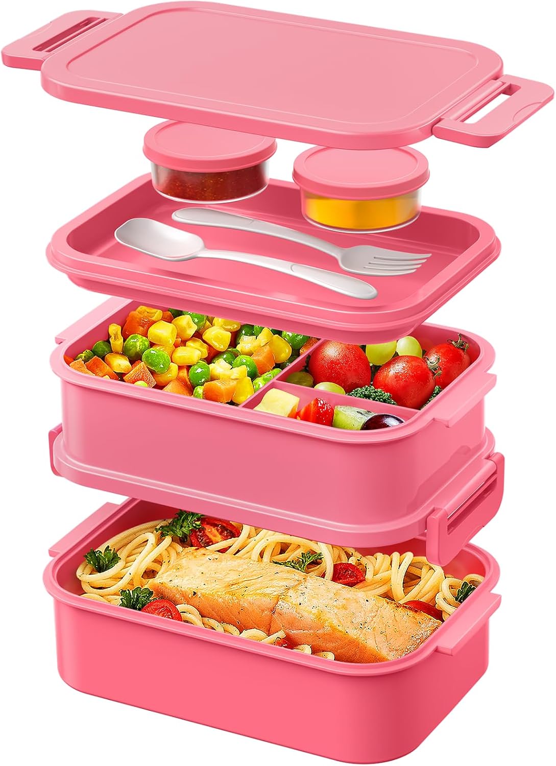 WayEee Lunch Box Adults,2130ml Large Capacity Bento Lunch Box with