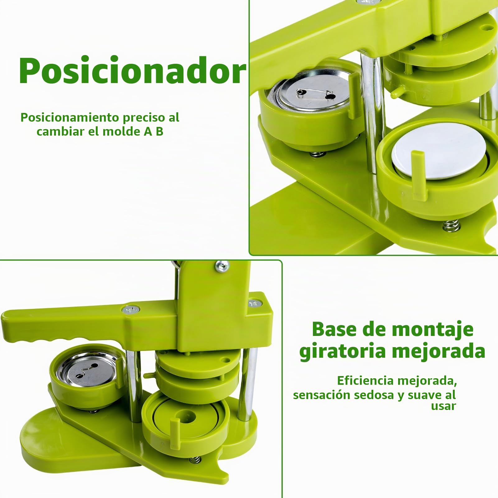 Máquina para hacer botones de 32 mm con 100 piezas, imagen y Cortador circular, Button Maker prensa de empuje y tracción para crear insignias, regalos y pins, Fabricación de botones