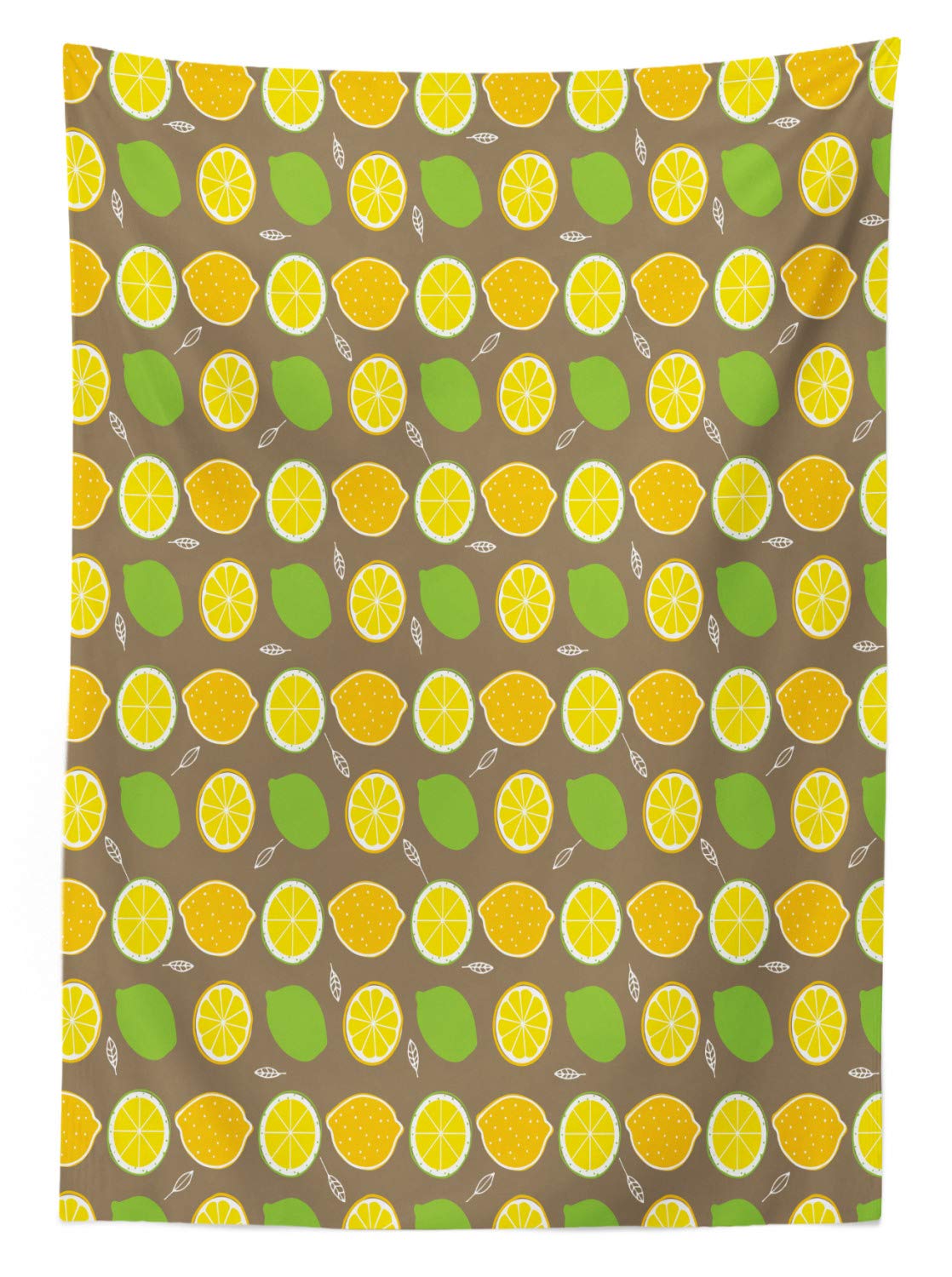 Tovaglia Rettangolare 140x240 Cm Con Rami Di Limone - Verde E Giallo, Impermeabile E Antimacchia - Per Interni Ed Esterni