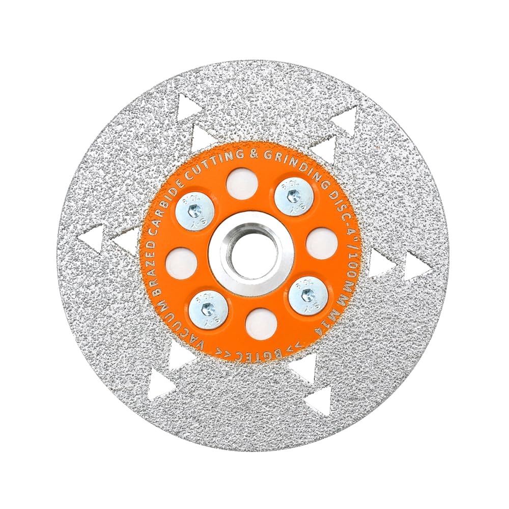 Brazed Cemented Carbide Cutting and Grinding Blades - BGTEC 100MM Double-sided Saw Blade for Cutting and Grinding Wood with M14 Flange