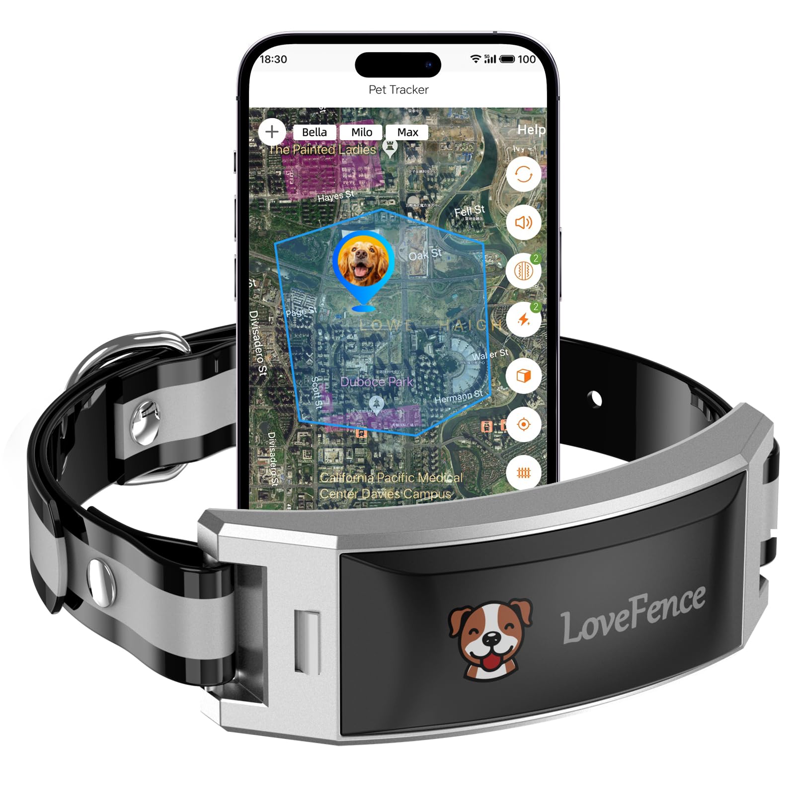 GPS Electric Dog Fence, Wireless Dog Fence, Subscription-Based System, Portable Fence for Outdoor Use, Rechargeable Waterproof Silicone Collar Adjustable for Dogs