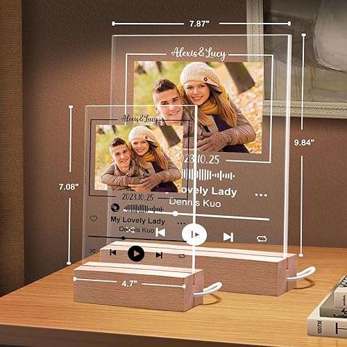 Miniatura 7 de Dreamdecor Placa personalizada de Spotify – Regalos personalizados para novia y novio – Placa acrílica grabada para álbum de fotos – Regalo ideal de