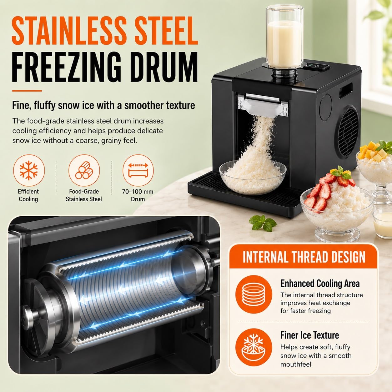 Máquina De Hielo En Escamas, Máquina For Hacer Copos De Nieve | , Máquina de hielo raspado,Motor 350w, 3 Velocidades, Dispensador de Porciones, for Snack Bar, Cafetería