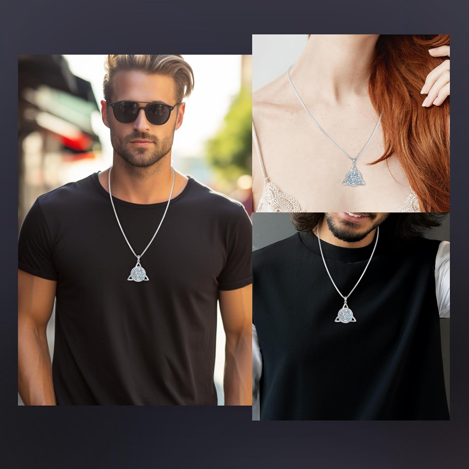 Wiccan Jewelry Celtic Knot Necklace 925 Sterling Silver Celtic Jewelry for Women & Men Star of David Necklace Pentagram Protection Amulet Necklace Witches Trinity Knot Pendant Gift - Image 8