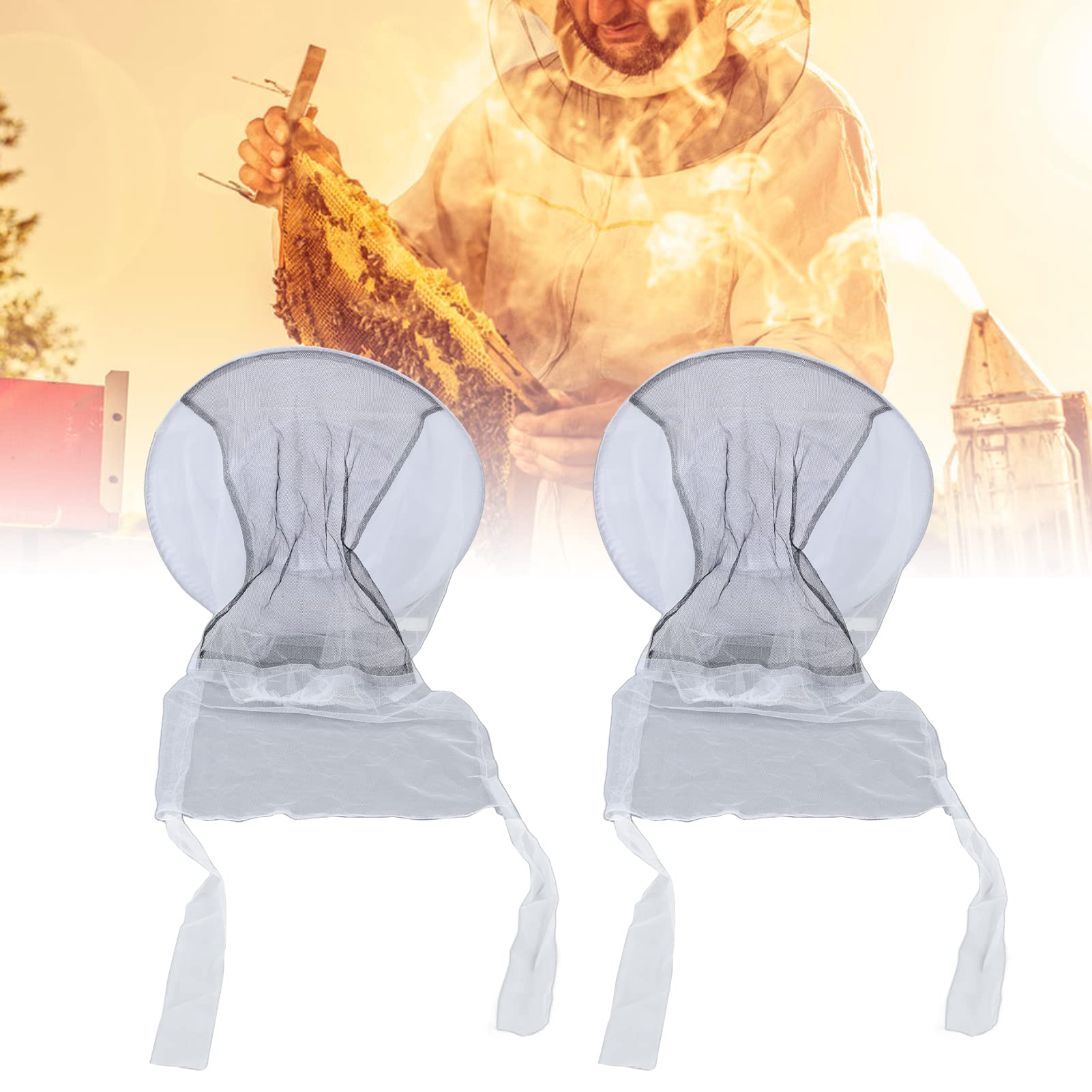 Septpenta Confezione da 2 Cappelli Protettivi da Apicoltore con Rete di Garza Traspirante, Cappelli da Apicoltore con Rete Anti Api per Apicoltori, Pescatori, Cacciatori, Escursionisti