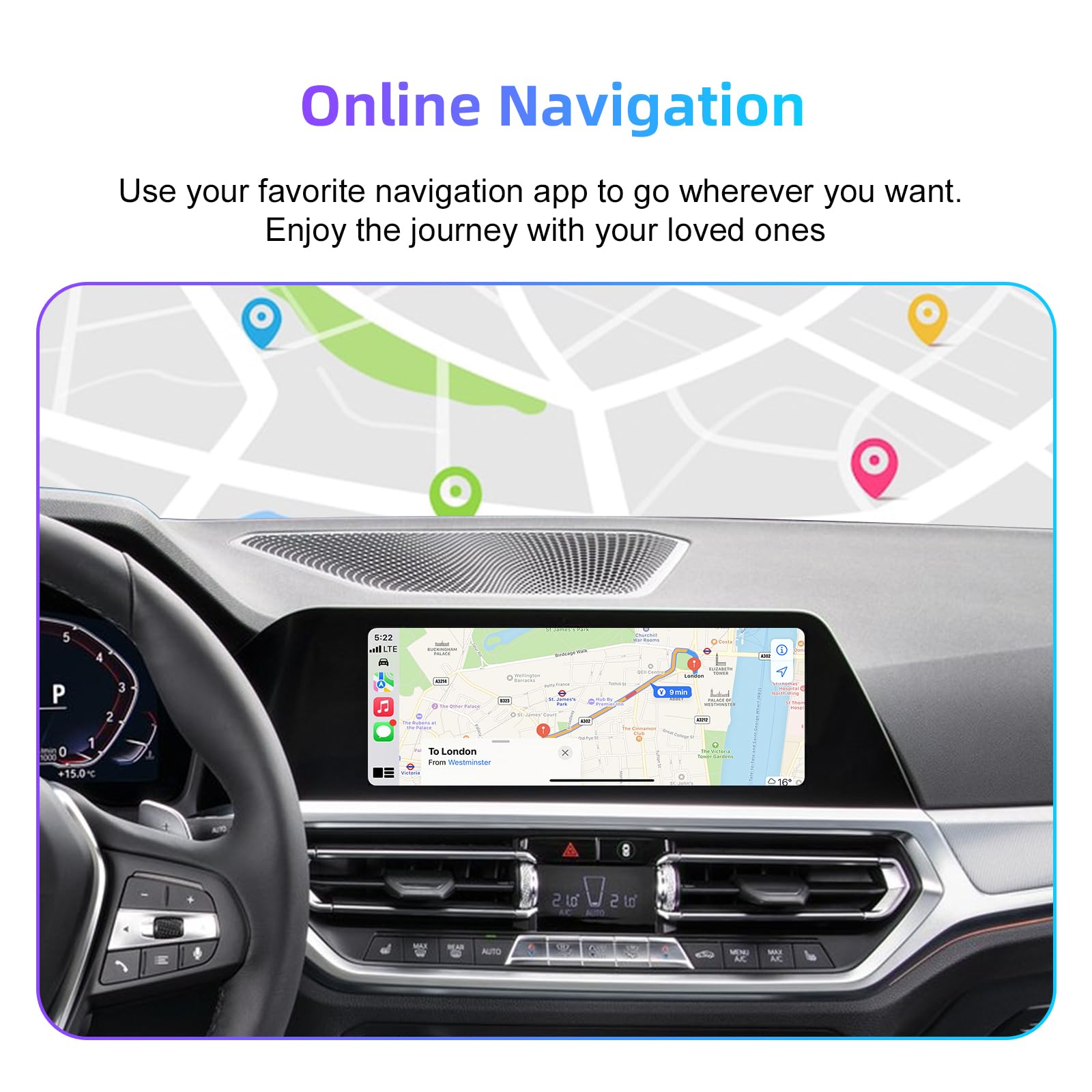Kit rétrofit Décodeur Carplay sans fil Android Auto pour BMW EVO MGU ID5/6