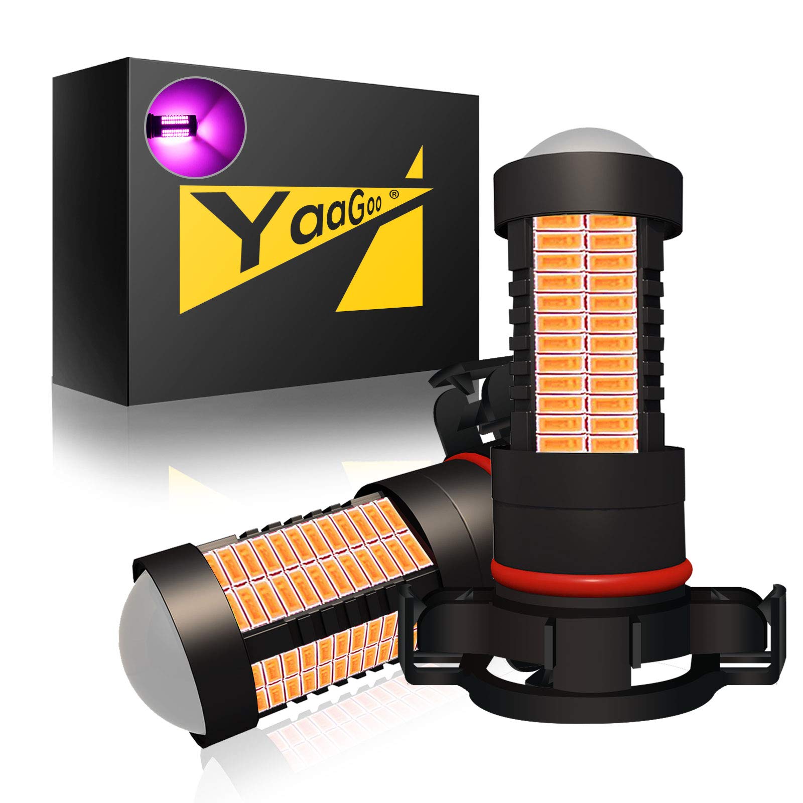 YaaGoo 5202 5201 H16 PSX24W LED DRL Fog Light,Replacement of Halogen HID,360 degree bright,PINK