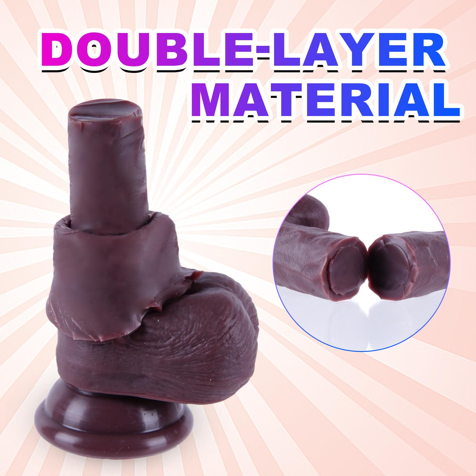 Gode ​​réaliste extra-large de 38 cm, en silicone double densité, ventouse puissante, pénis extra-large XXXL, stimulation du point G et de l'anus, convient aux hommes et aux femmes, noir allongé