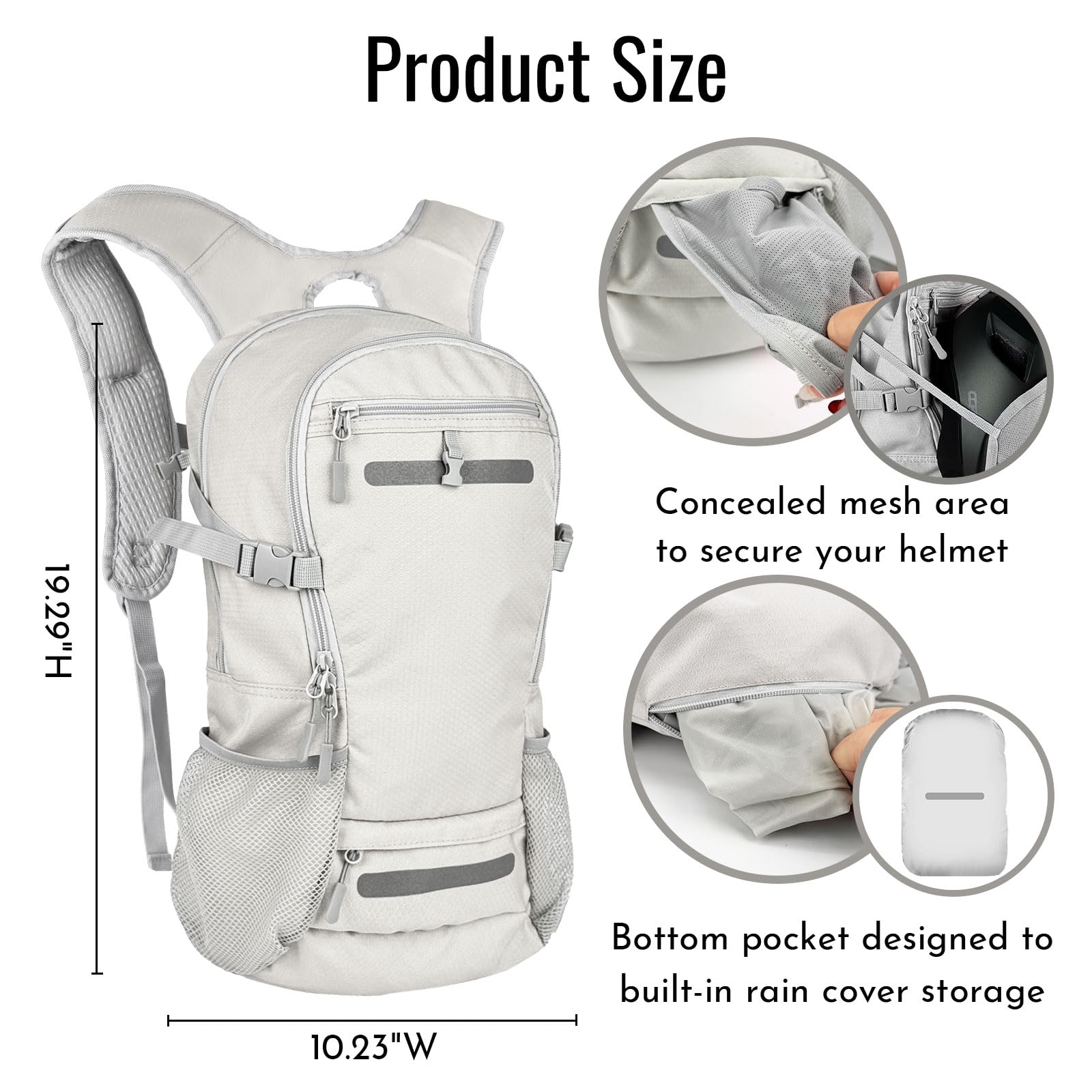 Zavothy Sac à dos d'hydratation résistant à l'eau de 18 l pour poche d'eau de 2 L/3 L – Compartiment caché pour casque et housse de pluie amovible – Sac à dos de randonnée isotherme pour cyclisme