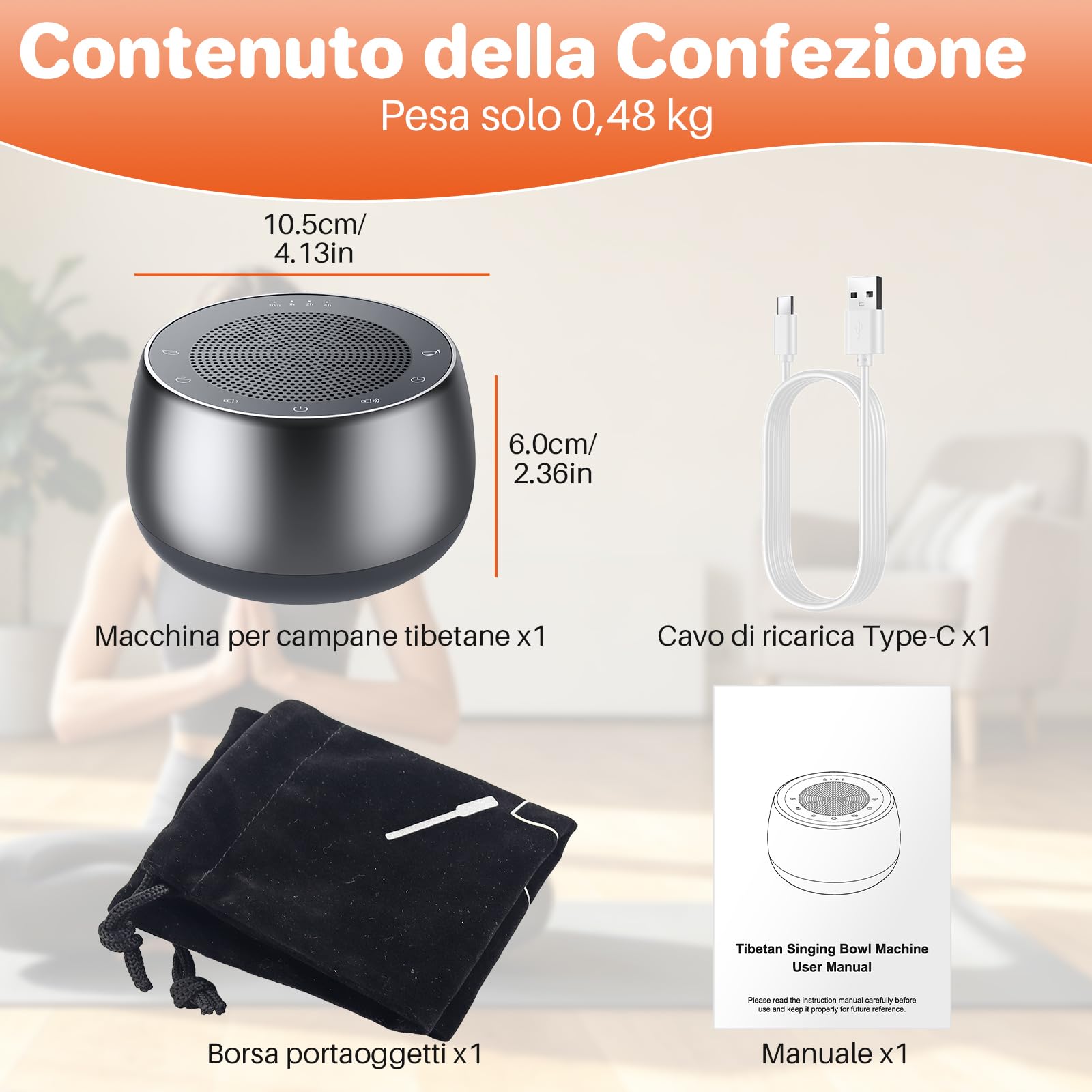 FUNYKICH Campana Tibetana Elettronica,9 Suoni,con Funzioni di Timer/Memoria | Suoni Campane Tibetane con 28 Livelli di Volume,Ricaricabile,Custodia Inclusa per Casa, Yoga e Viaggio