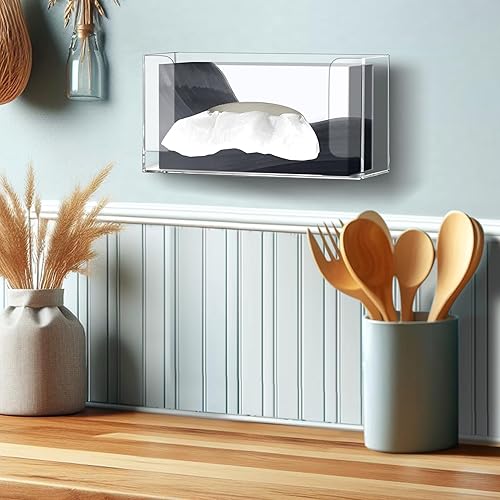 Miniatura 3 de Amazing Abby Soporte acrílico para guantera, dispensador de guantes montado en la pared, organizador flotante de guantera, tamaño pequeño (para 1