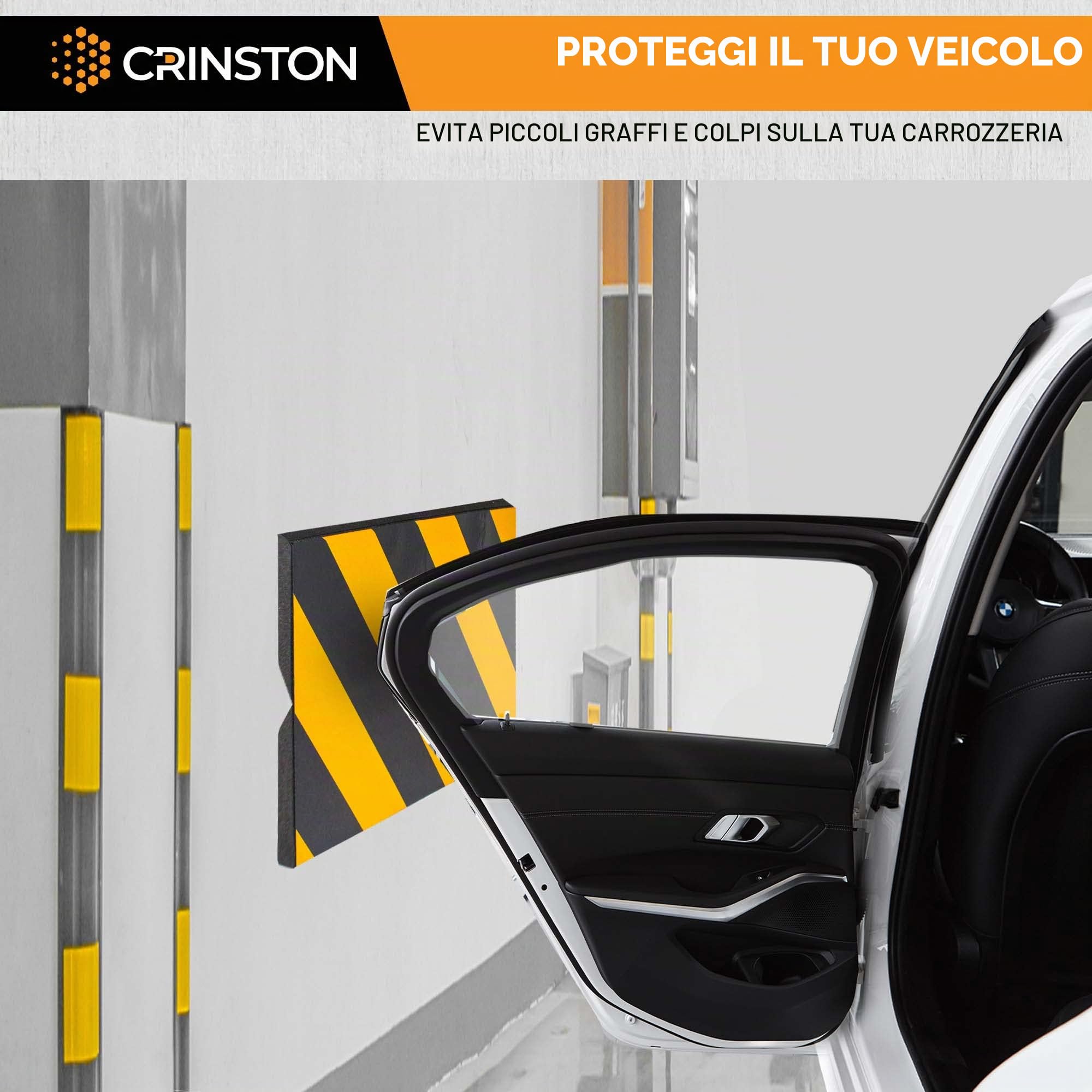 Set di 6 protezioni per colonne da garage (4 unità 40 x 20 x 2 cm + 2 unità 20 x 20 x 2 cm) giallo