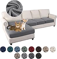 Vista 13 de Fundas para sofá modular, 3 piezas elásticas antideslizantes en forma de L, fundas de cojín separadas para sofá para sofá seccional izquierdo o Negro