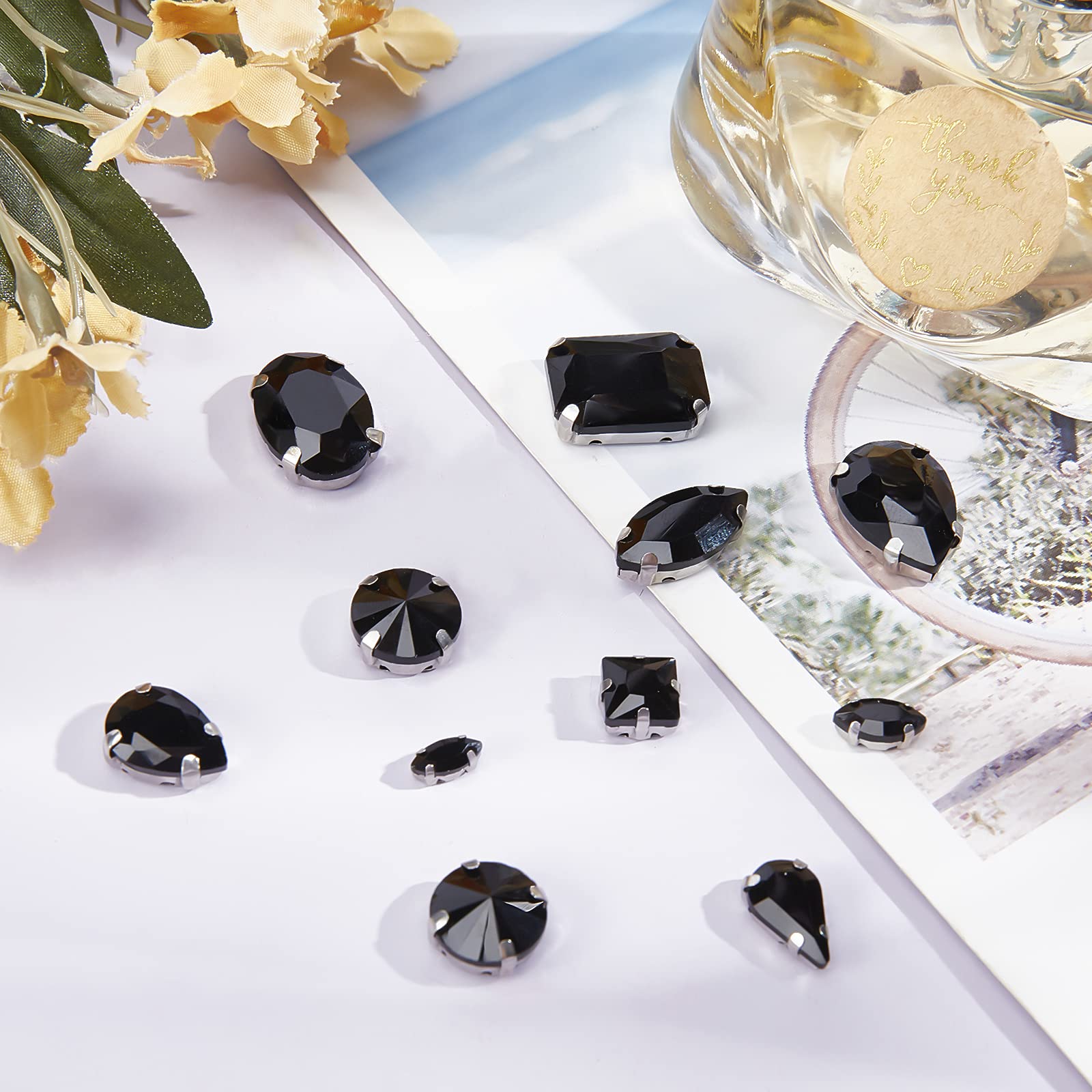 100 Strass Da Cucire In Vetro - 10 Stili Diversi - Per Abiti, Borse, Gioielli Fai Da Te - Foto 8