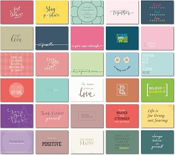 Positive Affirmation Cards Pantone Motivational Postcards pack of 30, Mindfulness gifts for students from teachers, women, men and teens Stylish positivity gifts for mental health well done cards