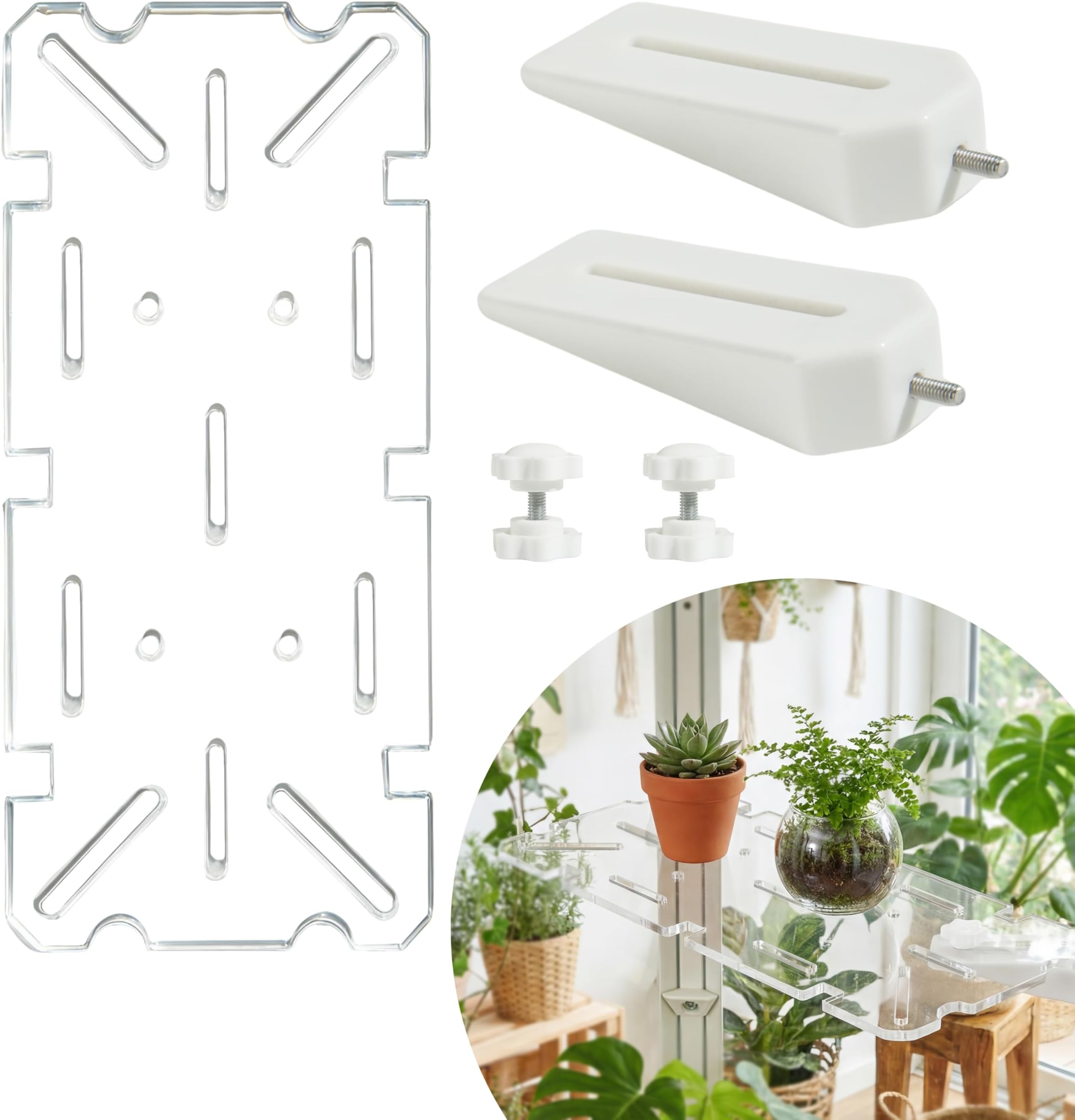 1 Pack Side Riser for IKEA Milsbo Tall & Wide Greenhouse Cabinet- 8mm Thick, Small Acrylic Shelf Compatible with IKEA Milsbo Glass-Door Cabinet (Cabinet not Included)
