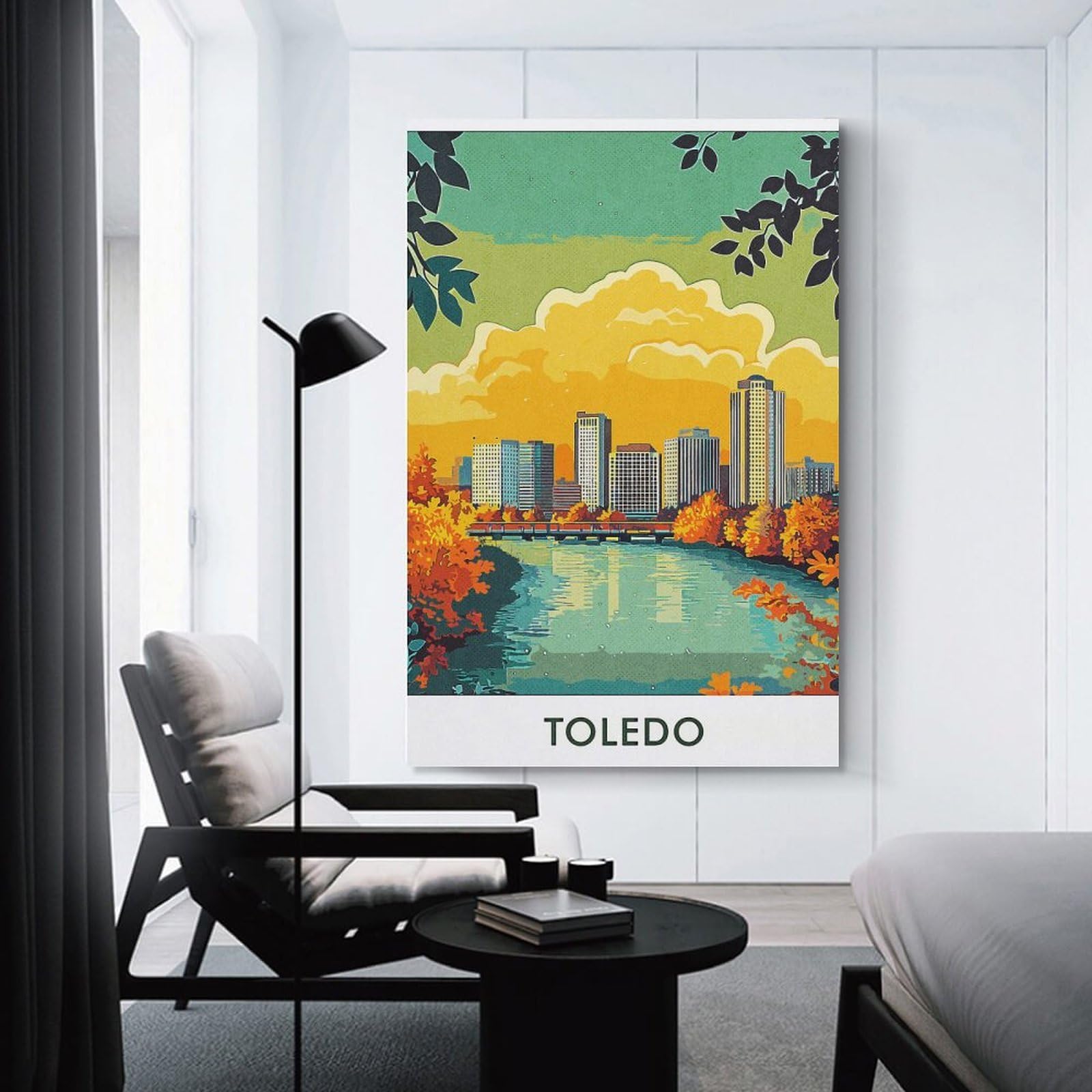 Junmoney Toledo Skyline Canvas Art Print 16x24inch(40x60cm), for Front Hall, Corridor Or Welcome Spaces, Home Artwork for First Impressions