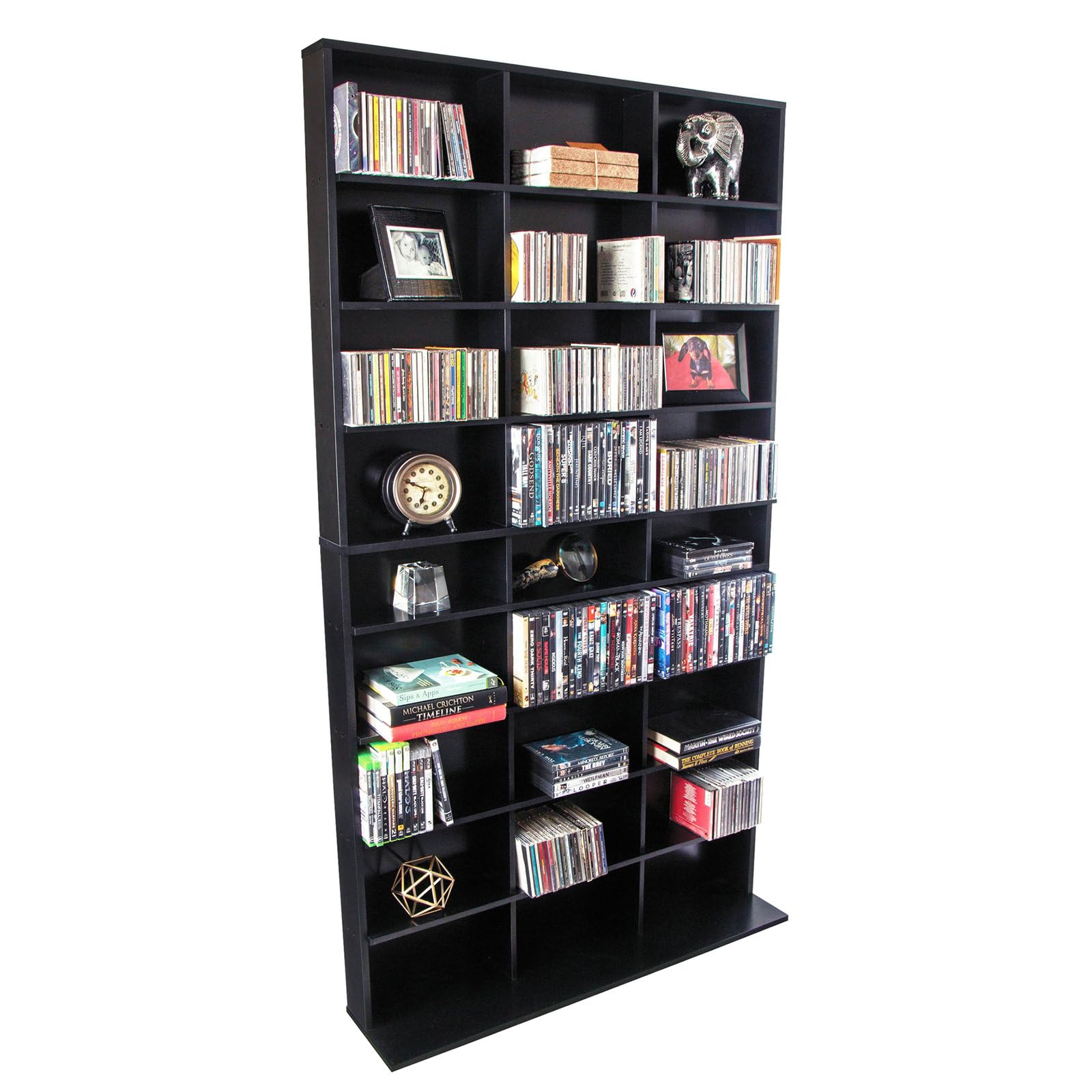 Particle Board Black Cabinet Media Storage Cabinet XL, Black