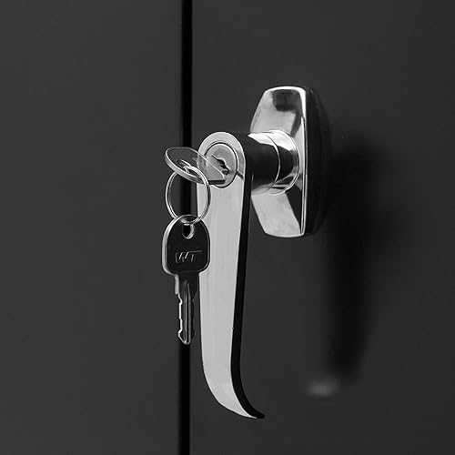 Miniatura 7 de Gabinete de almacenamiento de metal con cerradura, armario de almacenamiento de metal con bloqueo de 42 pulgadas con 2 estantes ajustables, gabinete