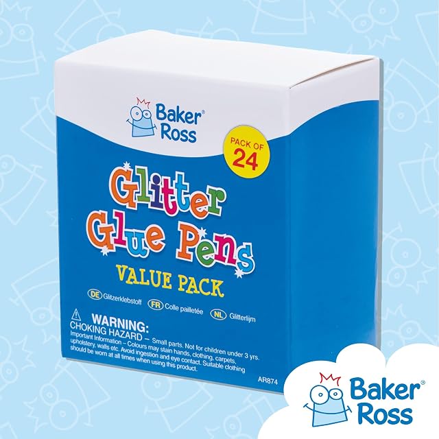 Foto 5 de 5 de Baker Ross Rotuladores de pegamento con purpurina (pack de 24) para manualidades infantiles